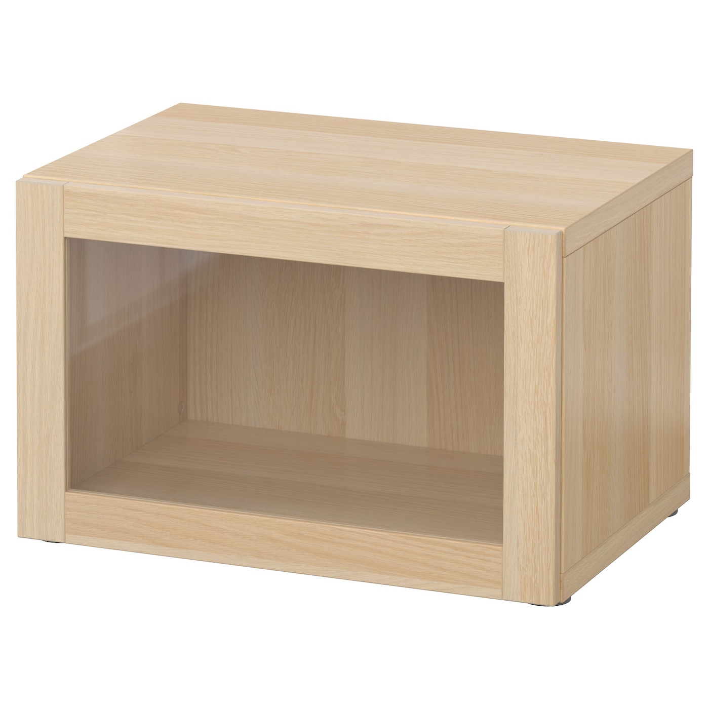 IKEA BESTÅ witryna, imitacja dębu bejcowanego na biało/Sindvik dąb bejcowany biało szk bezbarwne, 60x42x38 cm