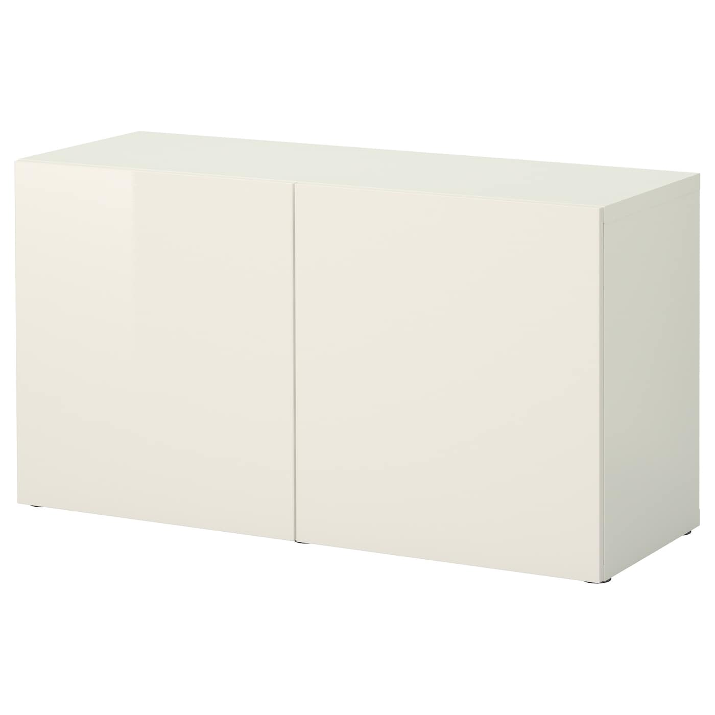 IKEA BESTÅ szafka z drzwiczkami, biały/Selsviken połysk/biel, 120x42x64 cm