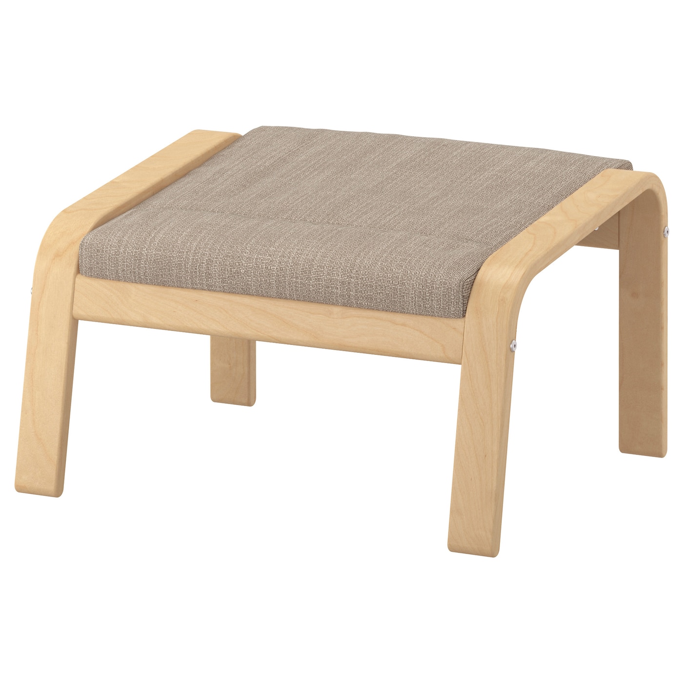 IKEA POÄNG podnóżek, okl brzoz/Hillared beżowy, Szerokość: 68 cm