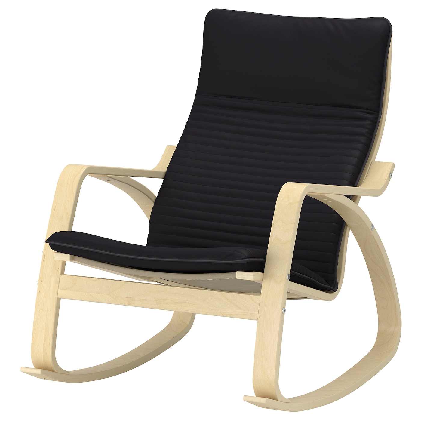 IKEA POÄNG krzesło bujane, okl brzoz/Knisa czarny, Szerokość: 68 cm