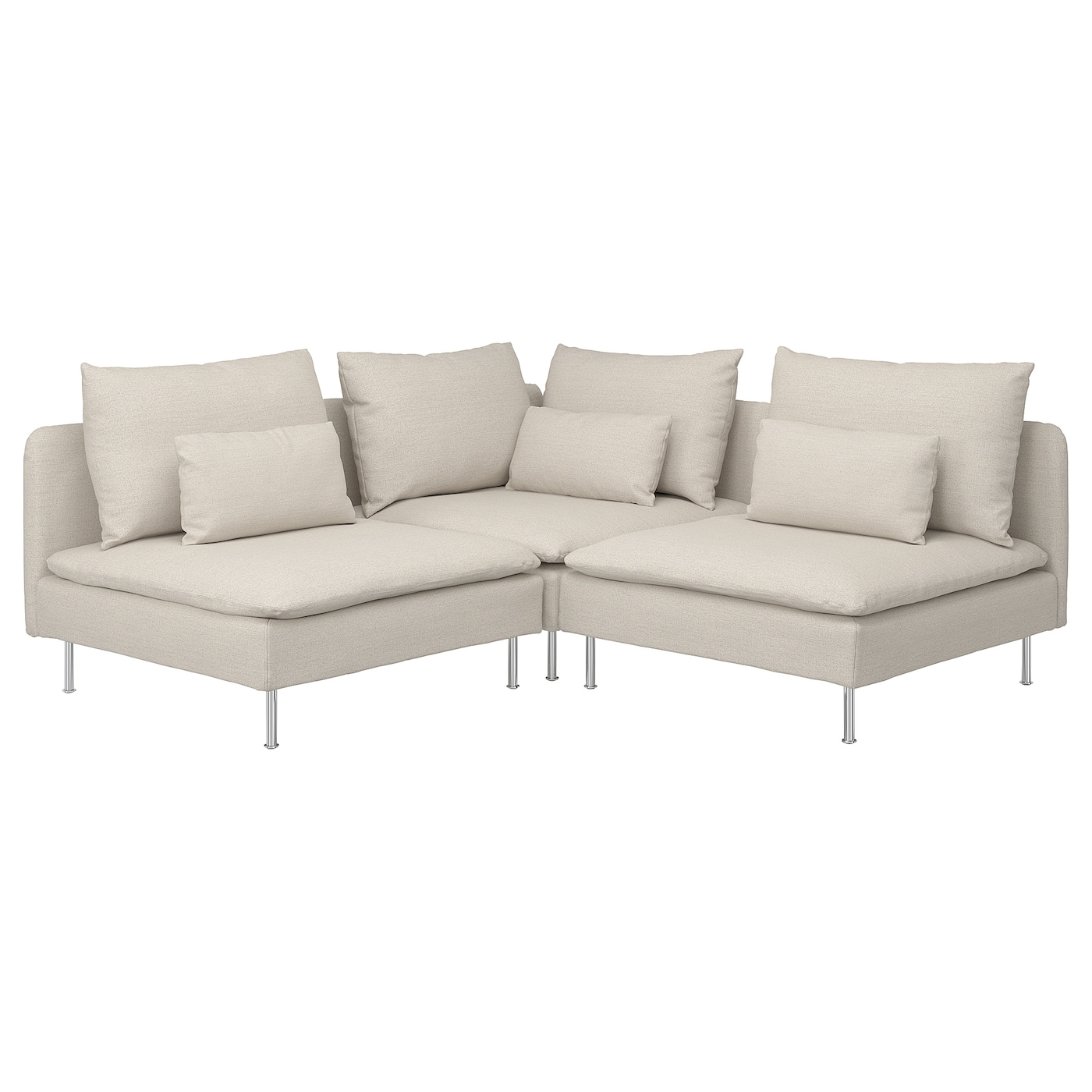 IKEA SÖDERHAMN sofa narożna 3-osobowa, Gunnared beżowy, Wysokość z poduchami oparcia: 83 cm