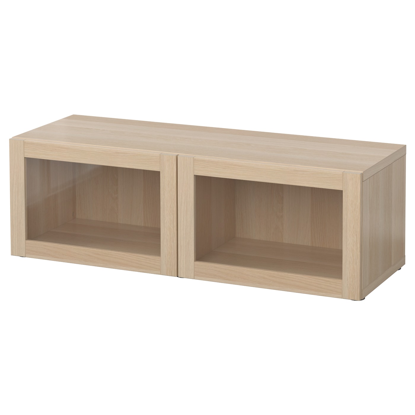 IKEA BESTÅ witryna, imitacja dębu bejcowanego na biało/Sindvik dąb bejcowany biało szk bezbarwne, 120x42x38 cm