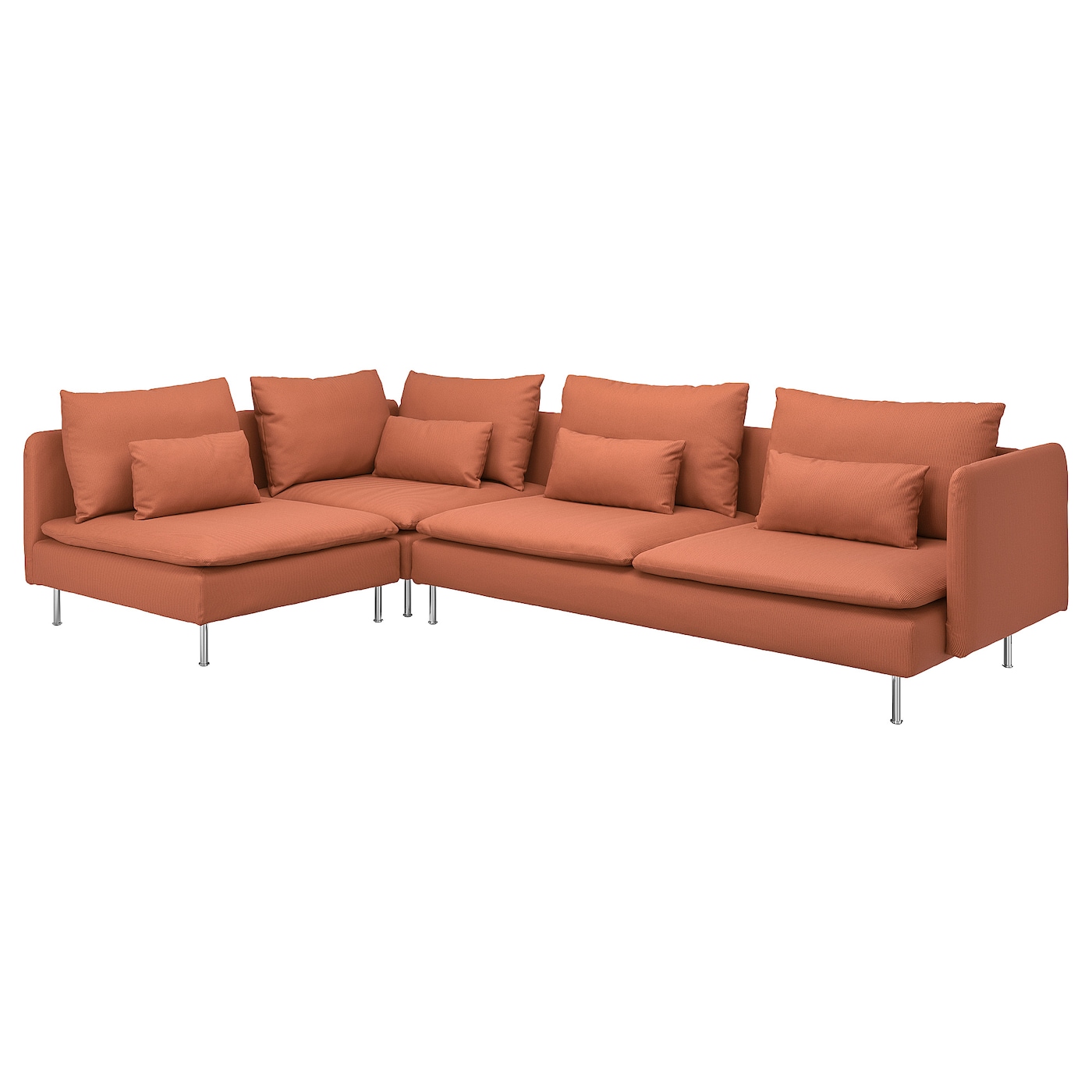 IKEA SÖDERHAMN sofa narożna 4-osobowa, z otwartym końcem/Kelinge rdzawy, Wysokość z poduchami oparcia: 83 cm