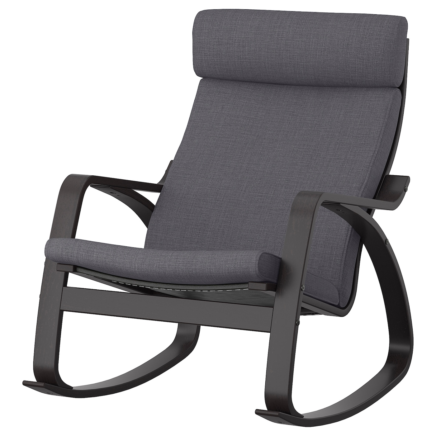 IKEA POÄNG krzesło bujane, czarnybrąz/Skiftebo ciemnoszary, Szerokość: 68 cm