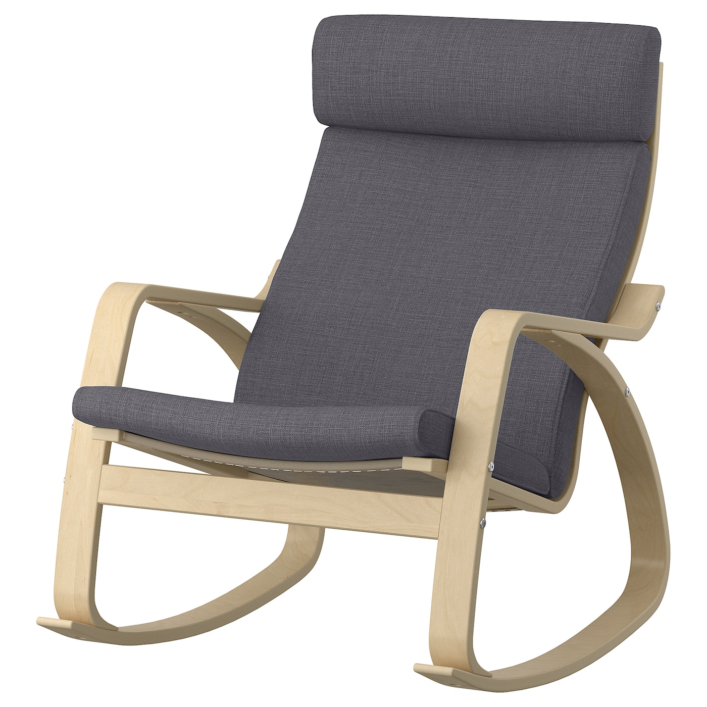 IKEA POÄNG krzesło bujane, okl brzoz/Skiftebo ciemnoszary, Szerokość: 68 cm