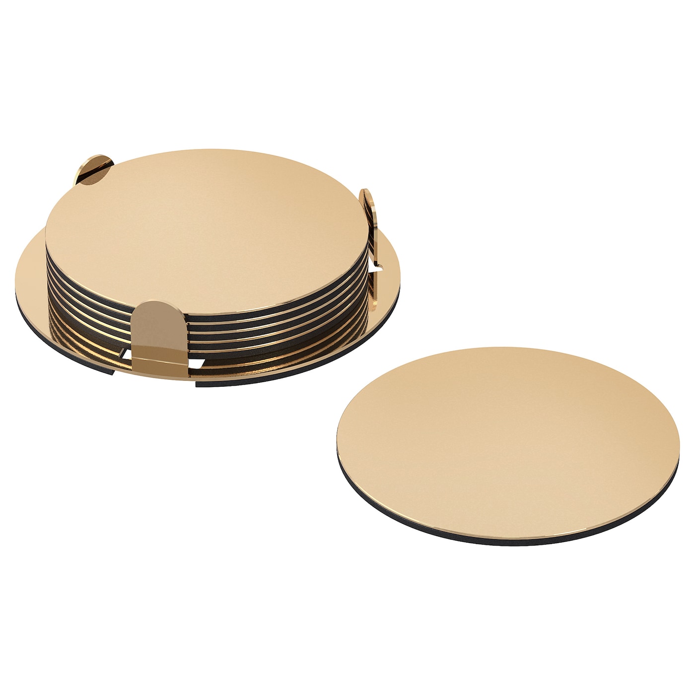 IKEA GLATTIS podkładki ze stojakiem, kolor mosiądzu, 8.5 cm