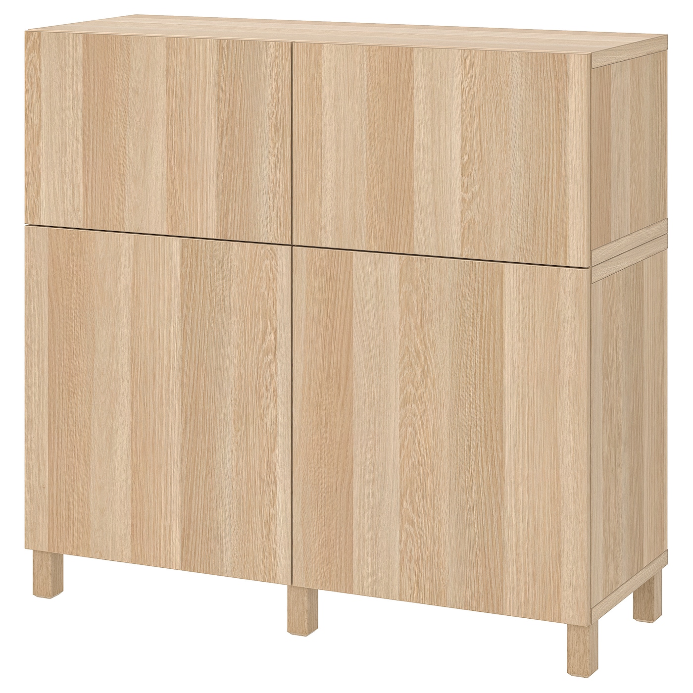 IKEA BESTÅ kombinacja regałowa z drzw/szuf, biała bejca imit. dębu/Lappviken/Stubbarp, 120x42x112 cm
