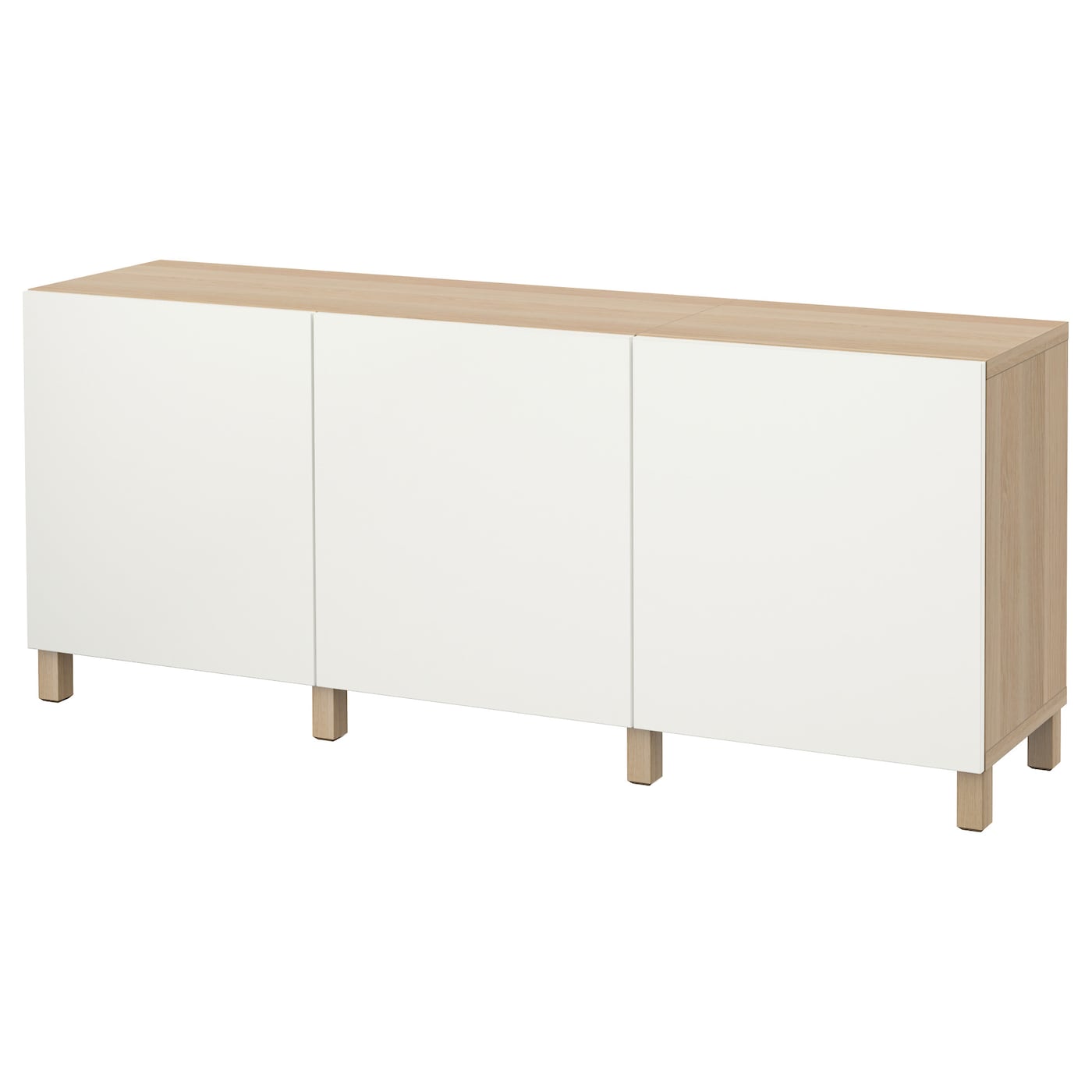 IKEA BESTÅ kombinacja z drzwiami, imitacja dębu bejcowanego na biało/Lappviken biały, 180x42x74 cm