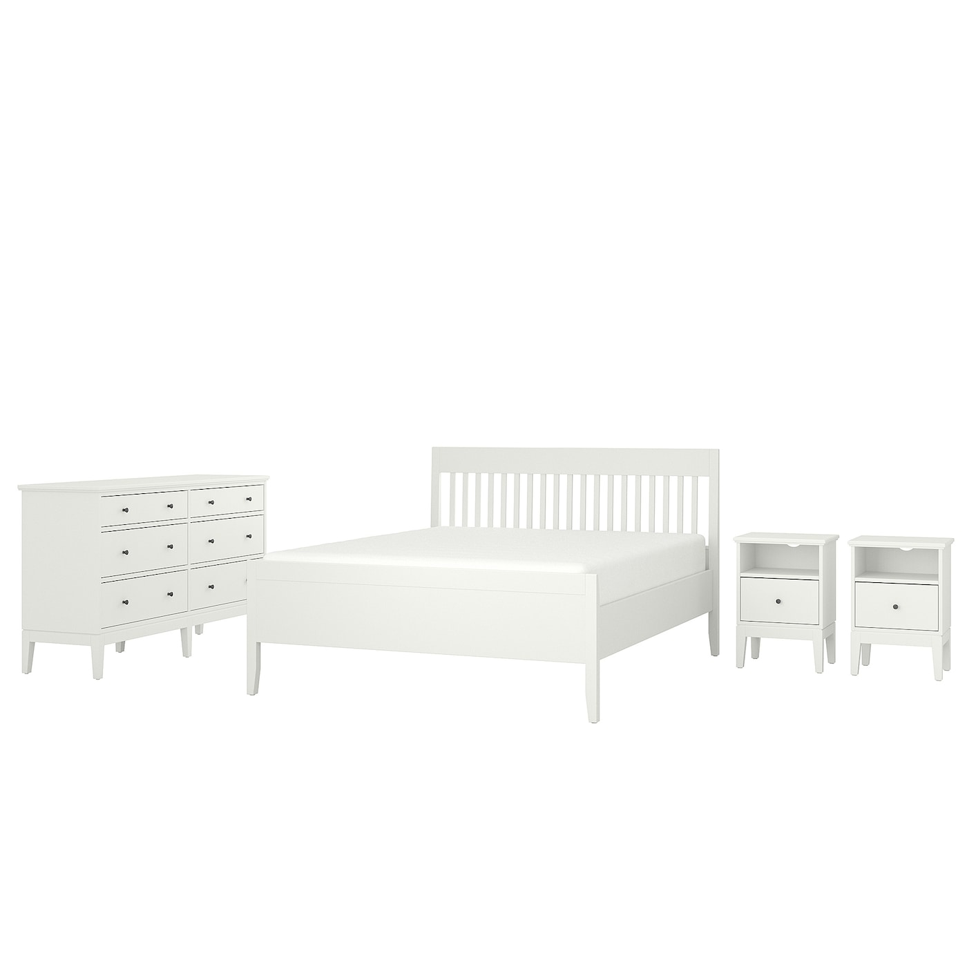 IKEA IDANÄS zestaw mebli do sypialni 4 szt, biały, 140x200 cm