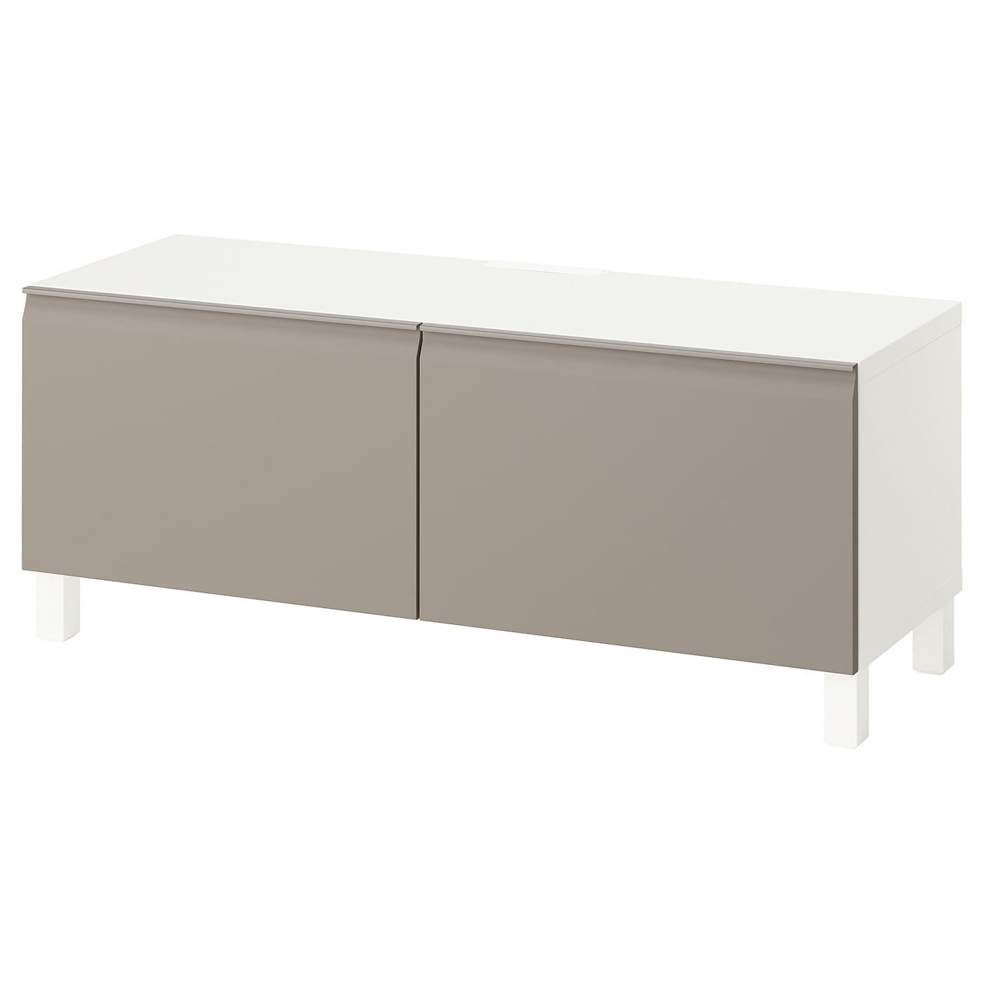 IKEA BESTÅ ława TV z drzwiami, biały/Hammarsmed/Stubbarp beżowy, 120x42x48 cm