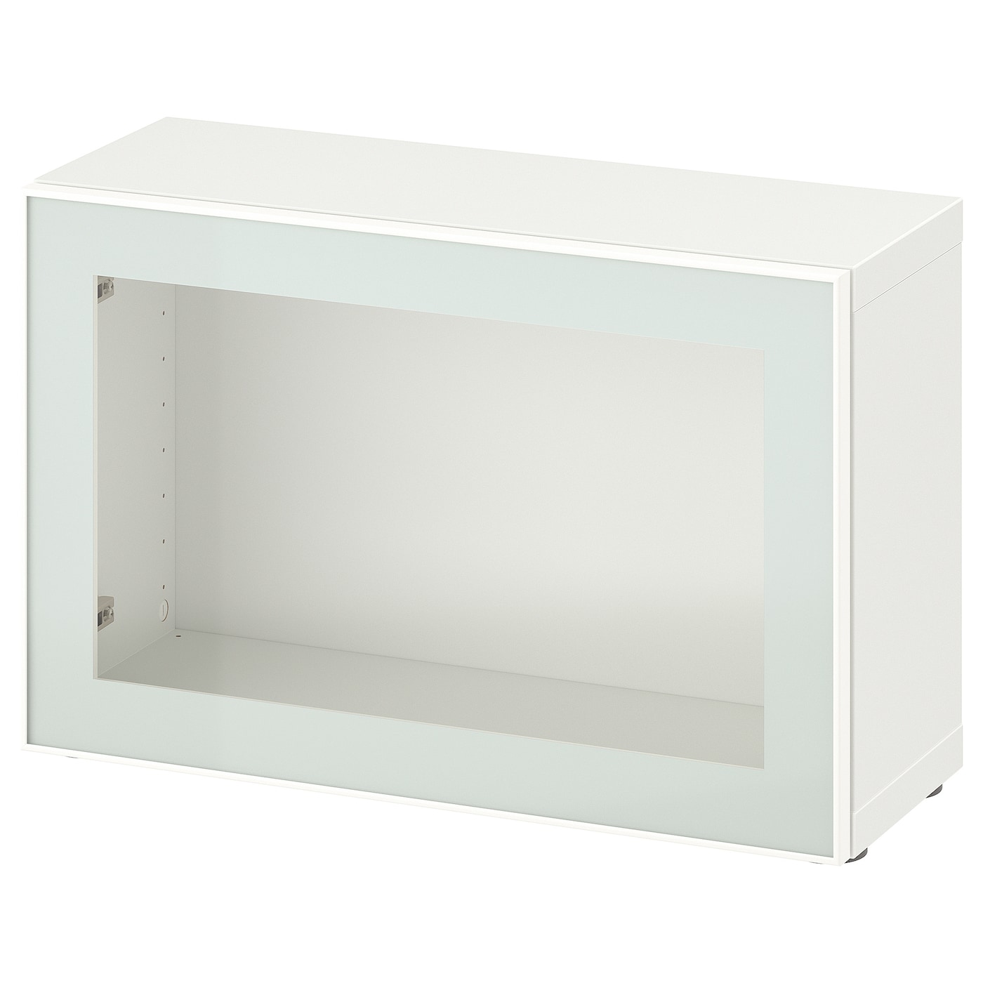 IKEA BESTÅ witryna, biały Glassvik/biel/jasna zieleń szkło bezbarwne, 60x22x38 cm