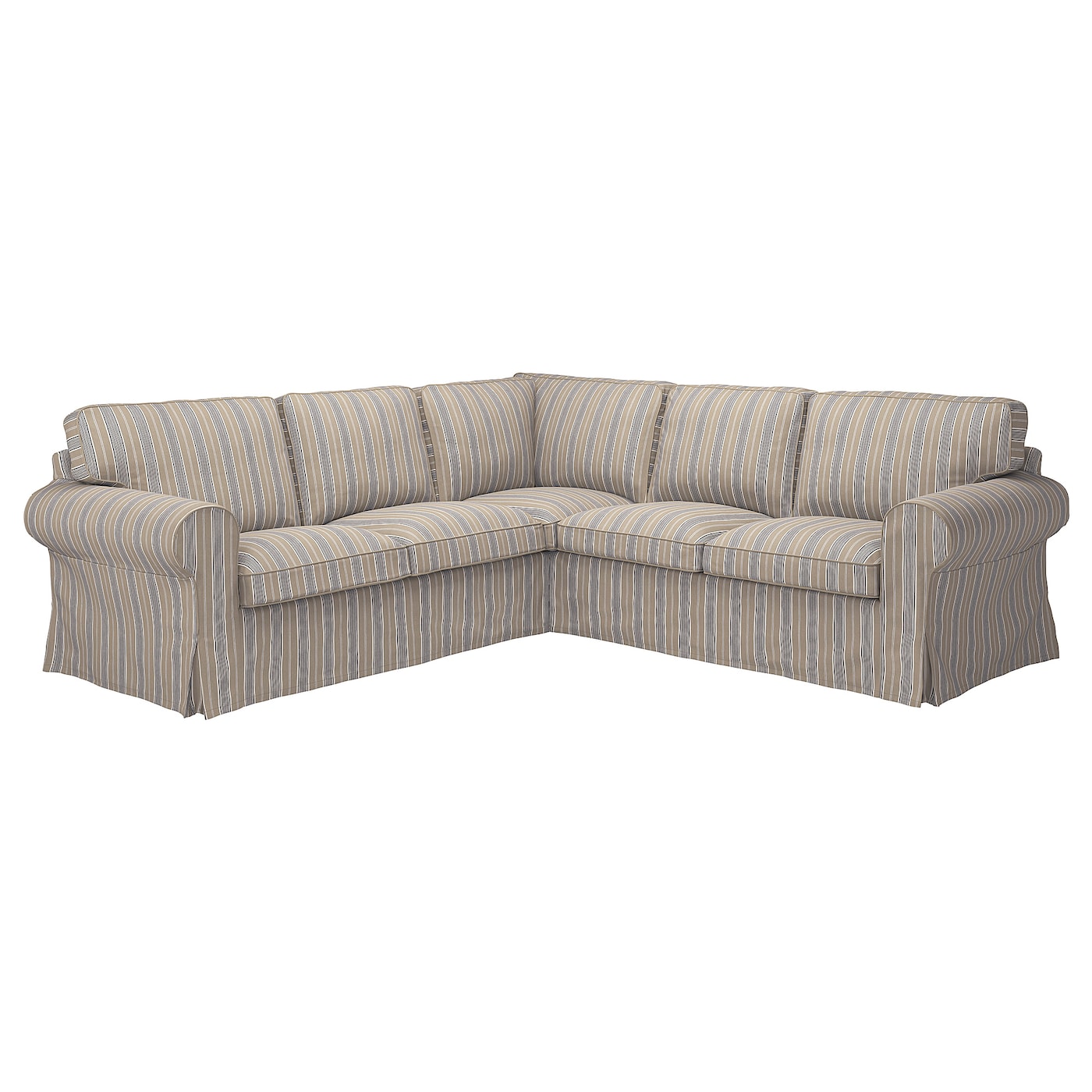 IKEA EKTORP sofa narożna 4-osobowa, Karlshov beżowy/wielokolorowy, Podłokietnik szerokość: 24 cm