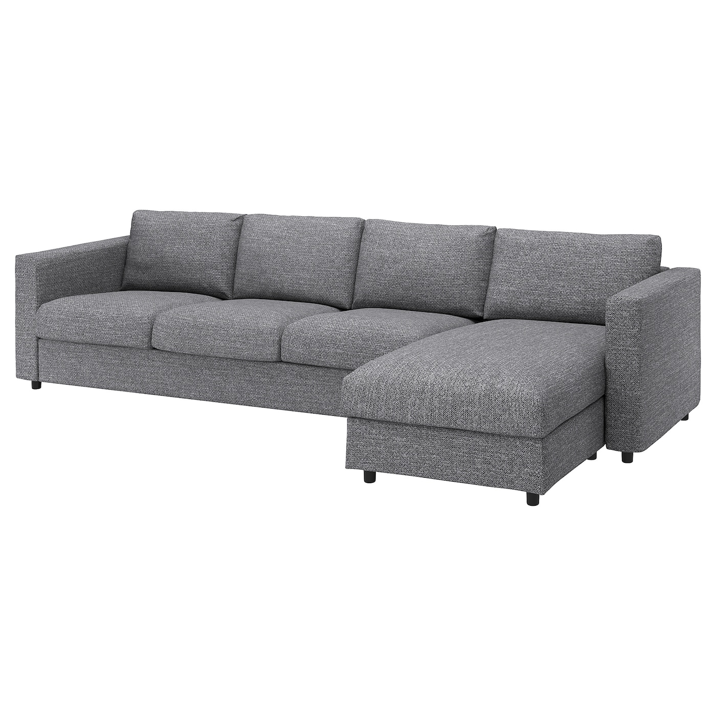 IKEA VIMLE sofa 4-osobowa, z szezlongiem/Lejde szary-czarny, Wysokość z poduchami oparcia: 83 cm