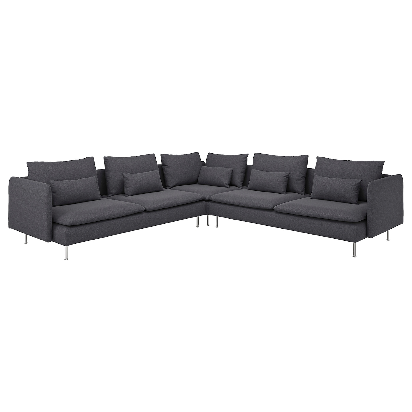 IKEA SÖDERHAMN sofa narożna, 6-osobowa, Gunnared średnioszary, Wysokość z poduchami oparcia: 83 cm