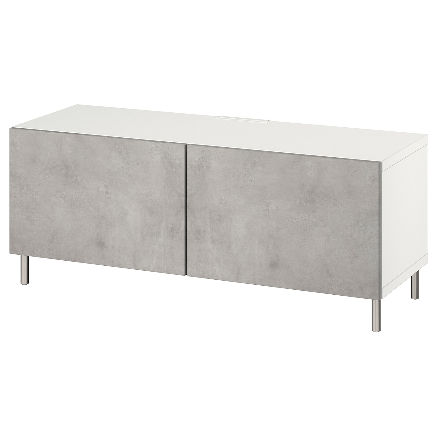 IKEA BESTÅ ława TV z drzwiami, biały/Kallviken/Ösarp jasnoszary, 120x42x48 cm