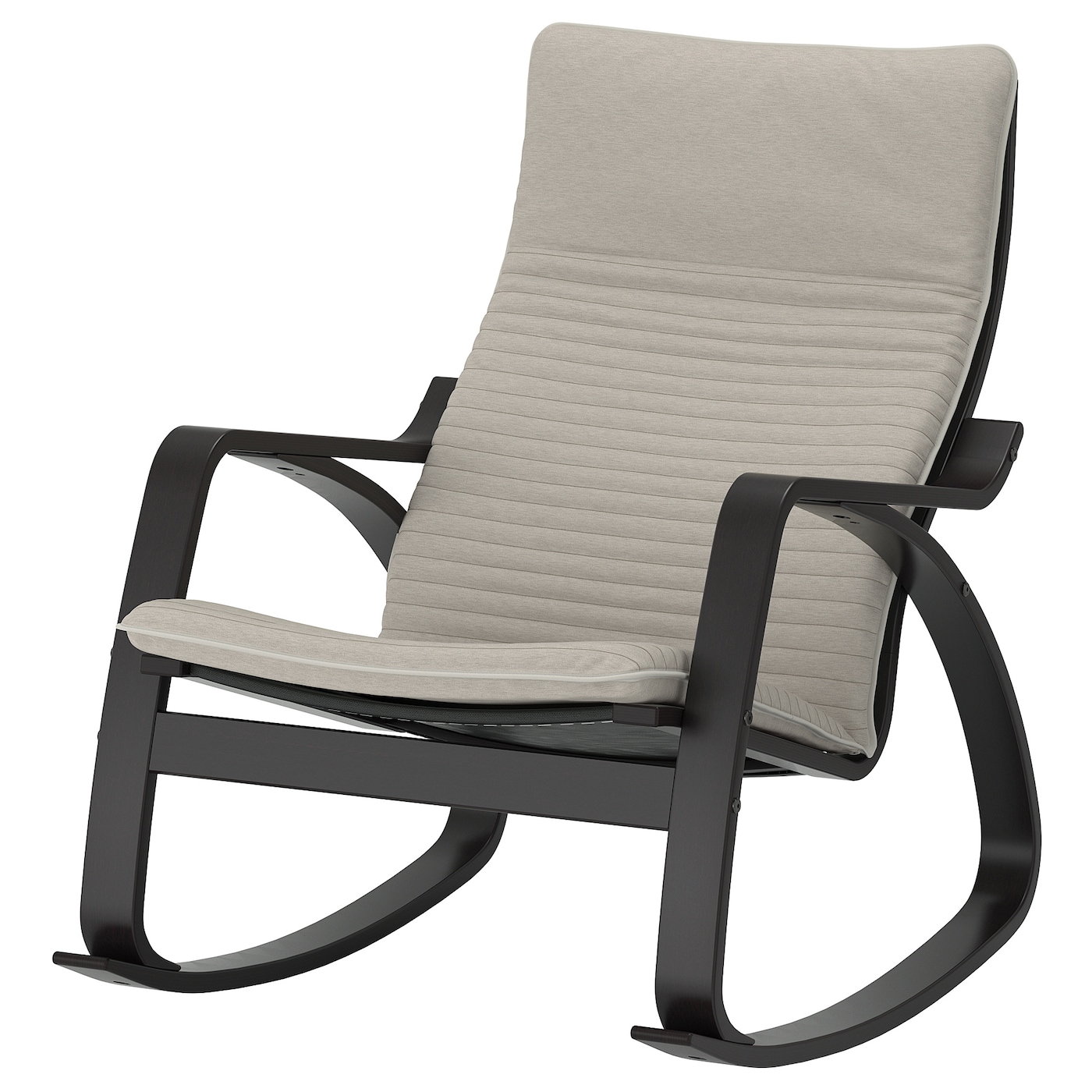 IKEA POÄNG krzesło bujane, czarnybrąz/Knisa jasnobeżowy, Szerokość: 68 cm
