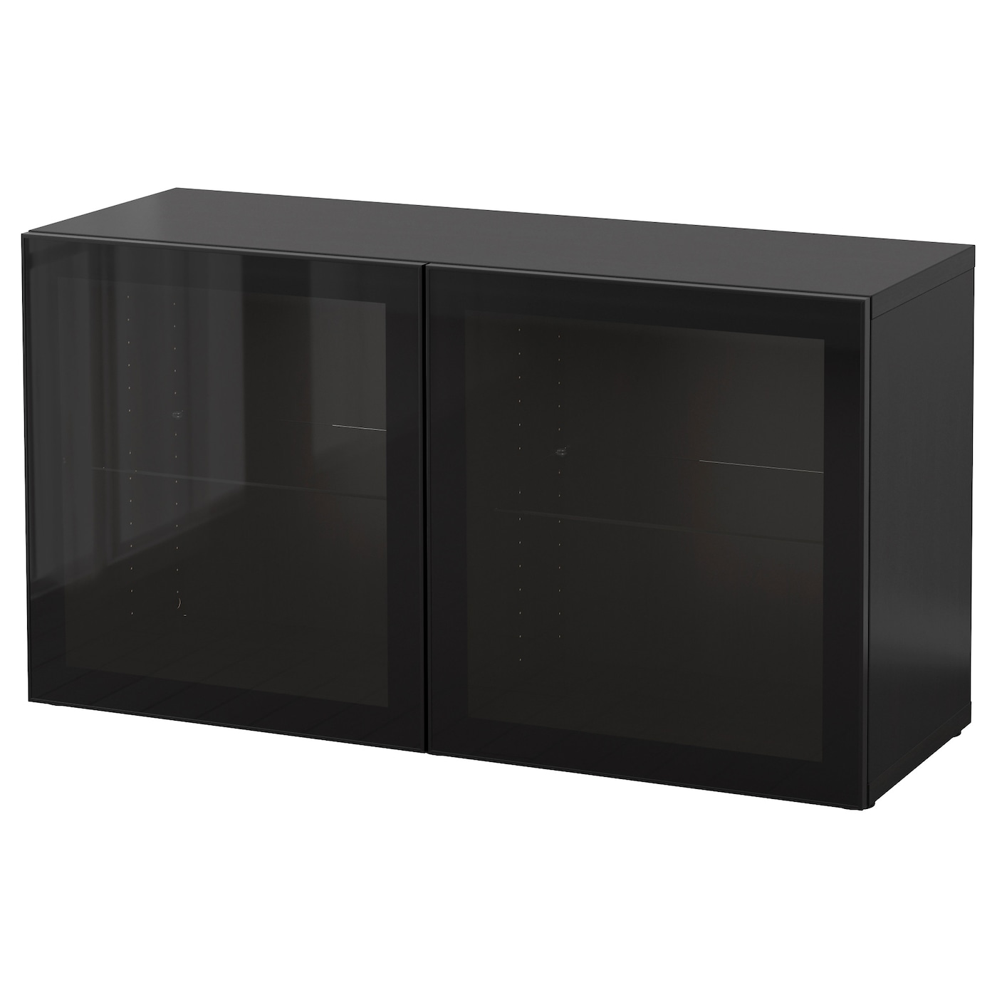 IKEA BESTÅ witryna, czarnybrąz/Glassvik czarne/przezroczyste szkło, 120x42x64 cm