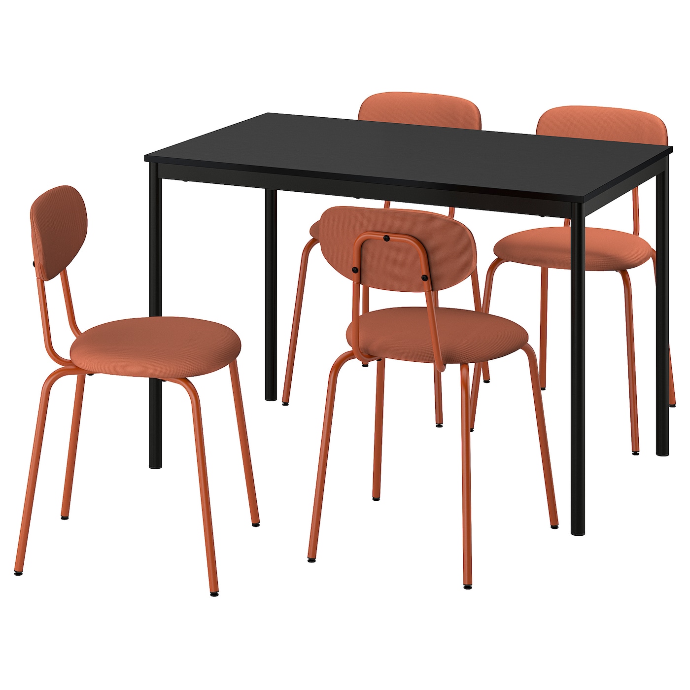 IKEA SANDSBERG / ÖSTANÖ stół i 4 krzesła, czarny czarny/Remmarn czerwonobrązowy, 110 cm