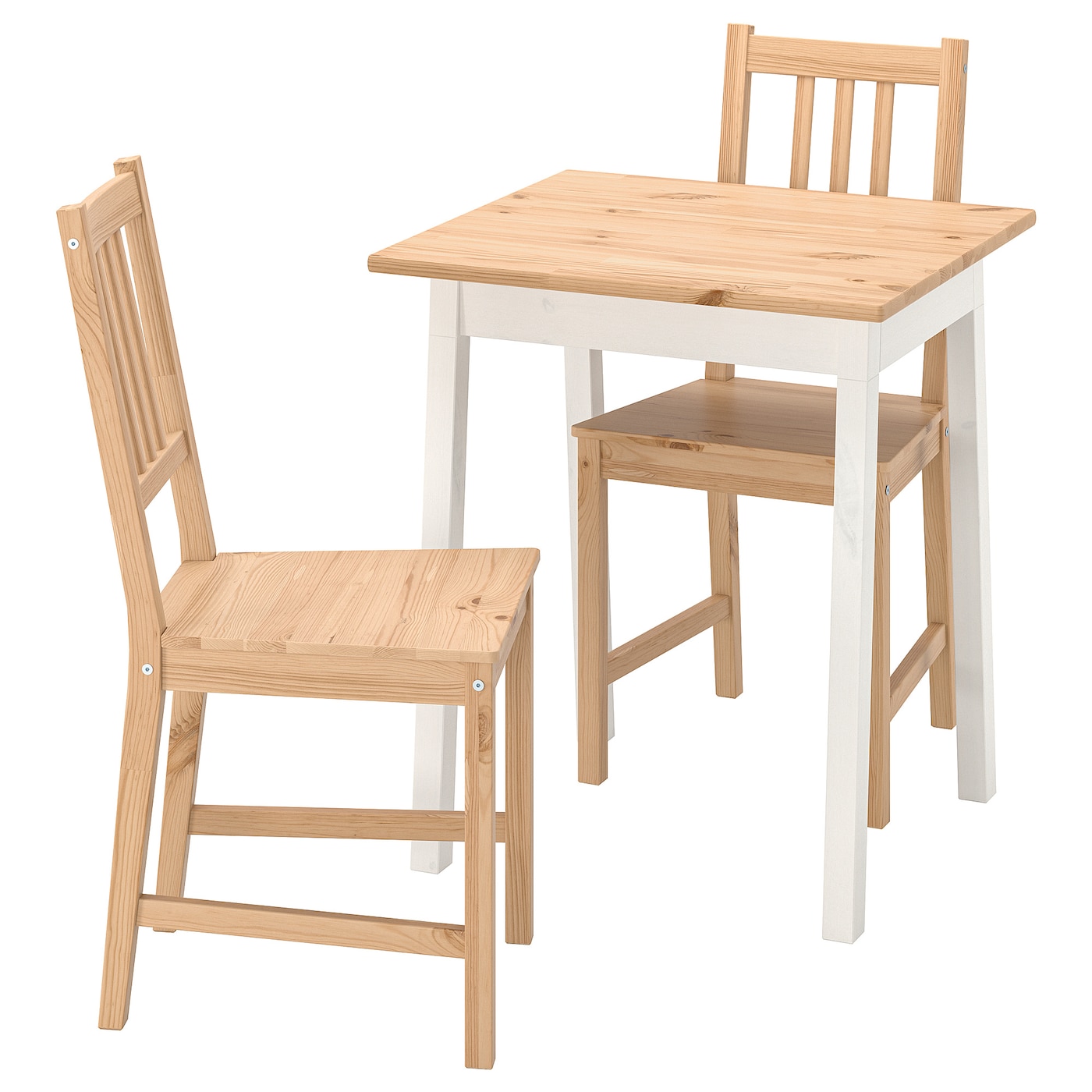 IKEA PINNTORP / PINNTORP stół i 2 krzesła, bejca jasnobrązowa biała bejca/bejca jasnobrązowa, 65 cm