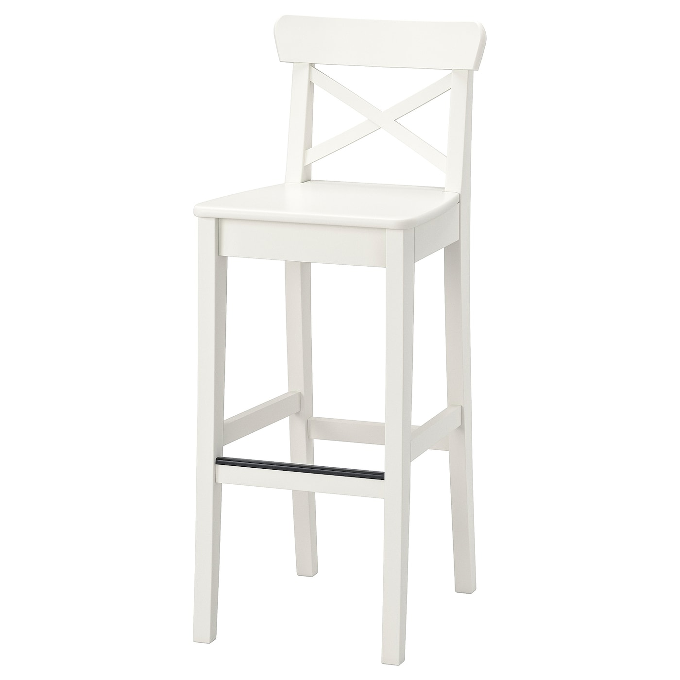 IKEA INGOLF Stołek barowy z oparciem, biały, 74 cm