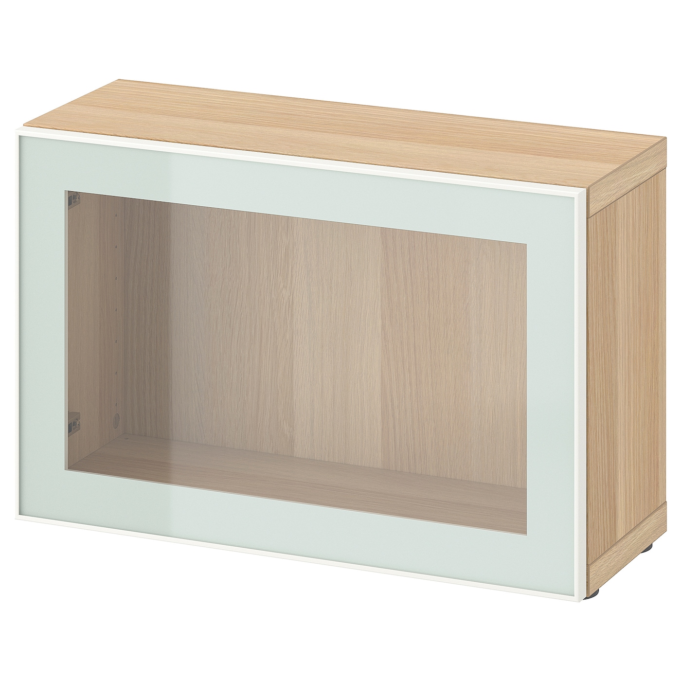 IKEA BESTÅ witryna, imitacja dębu bejcowanego na biało Glassvik/biel/jasna zieleń szkło bezbarwne, 60x22x38 cm