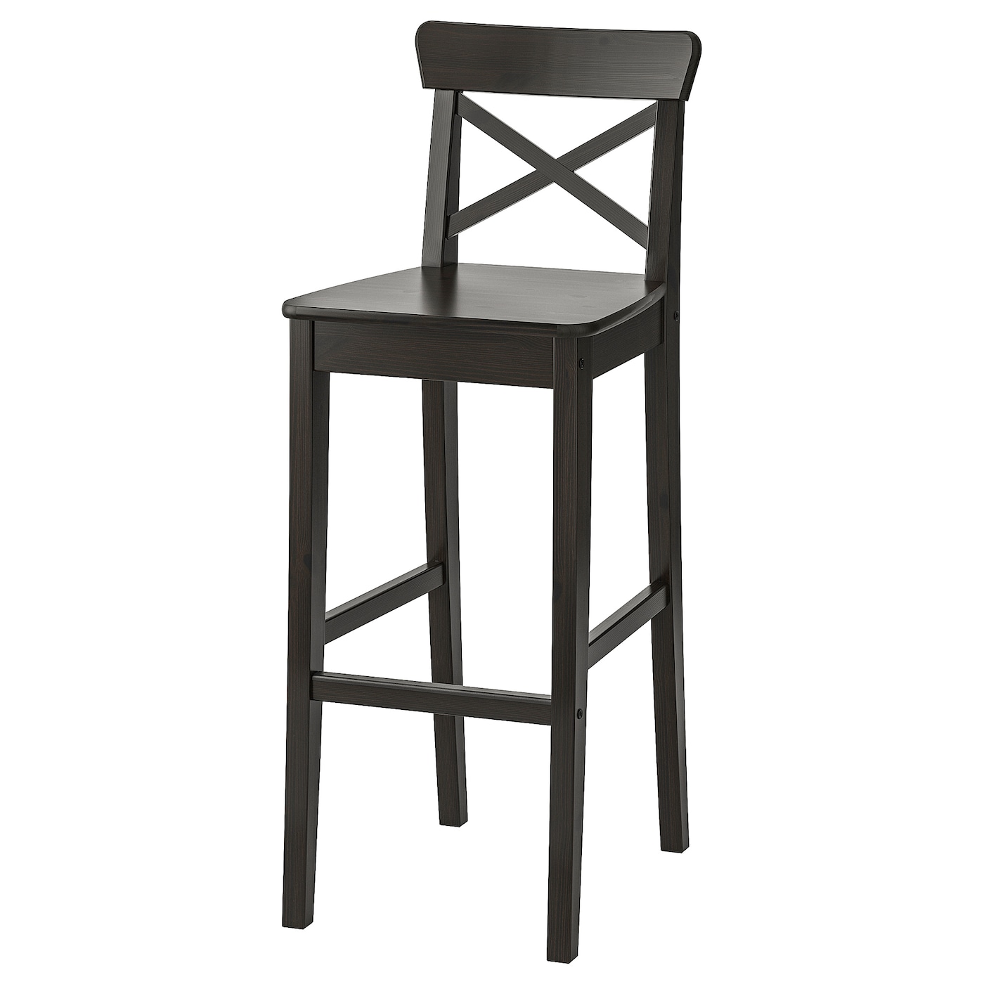 IKEA INGOLF Stołek barowy z oparciem, brązowoczarny, 74 cm