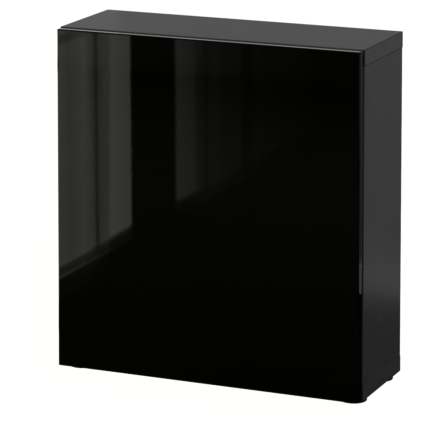 IKEA BESTÅ szafka z drzwiczkami, czarnybrąz/Selsviken połysk/czarny, 60x22x64 cm