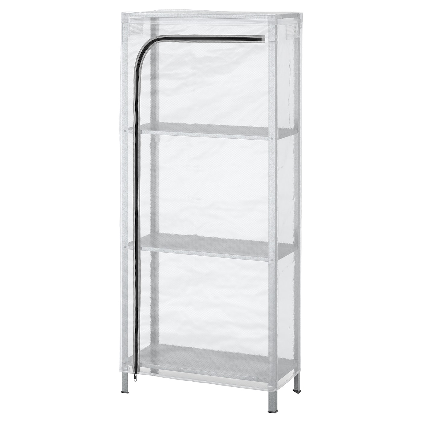 IKEA HYLLIS regał z pokrowcem, przezroczysty, 60x27x140 cm