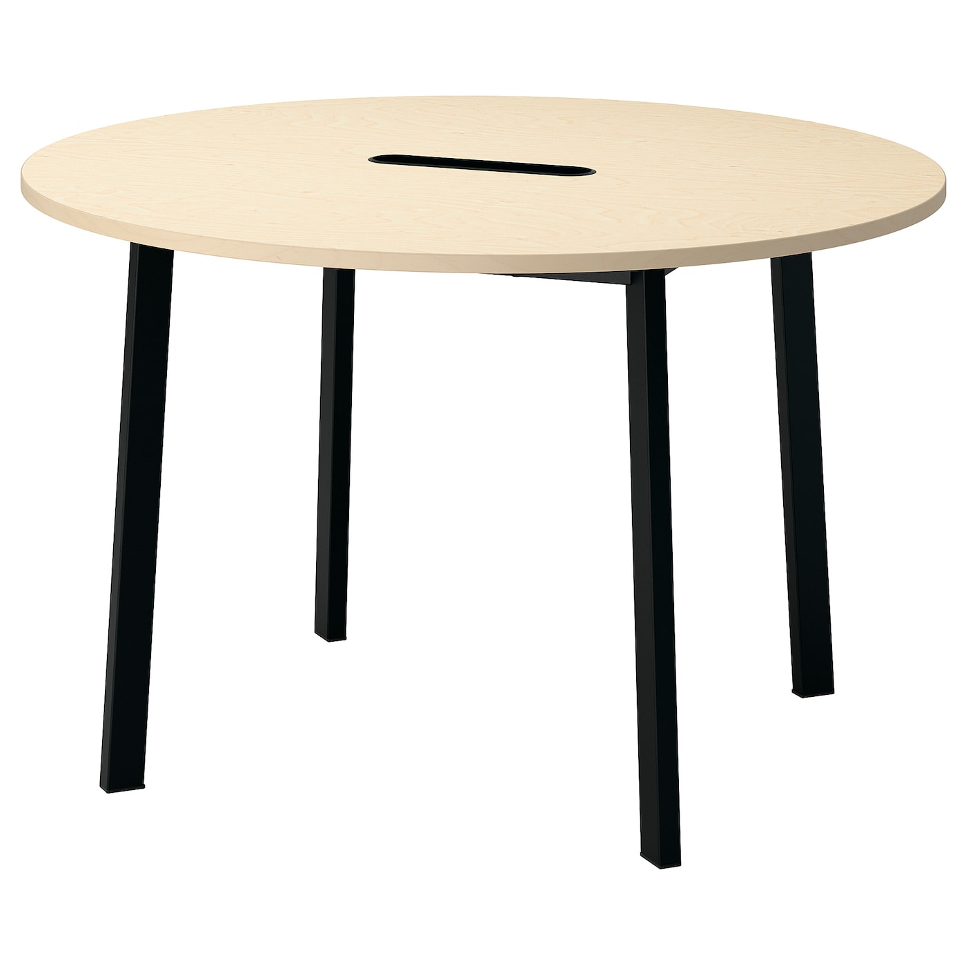 IKEA MITTZON stół konferencyjny, okrągły okl brzoz/czarny, 120x75 cm