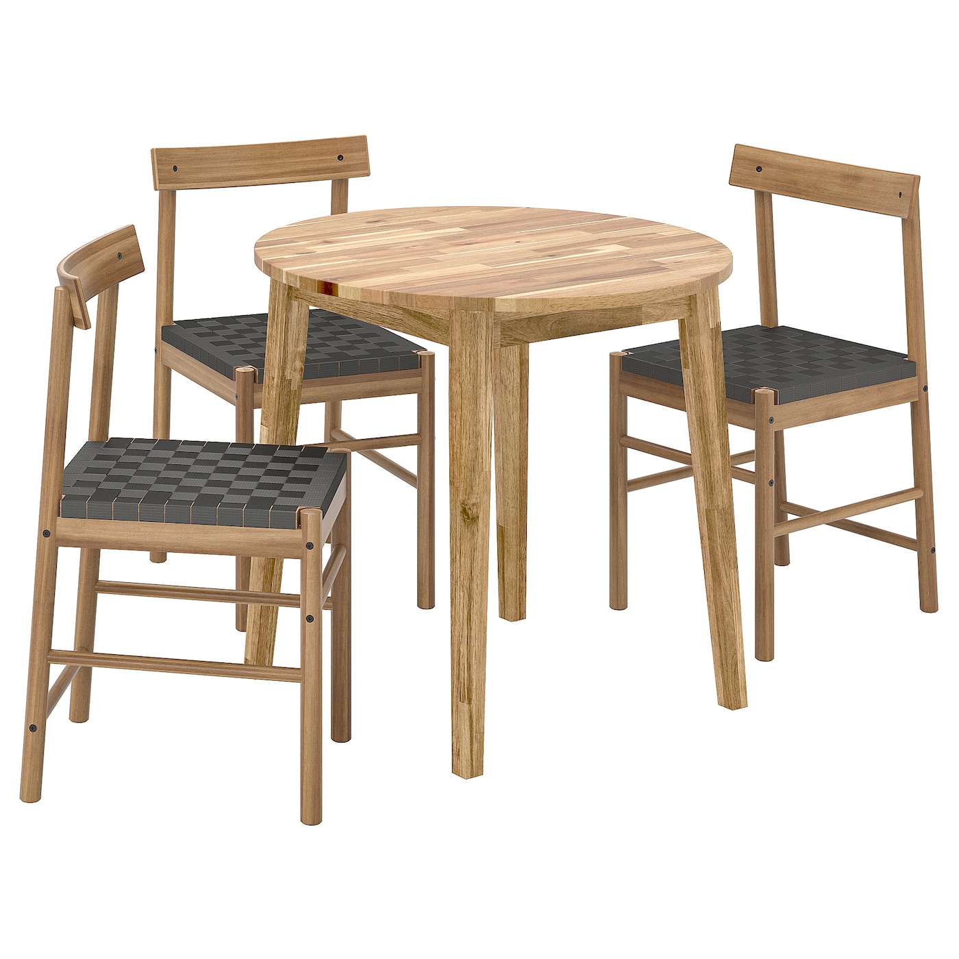 IKEA NACKANÄS / NACKANÄS stół i 3 krzesła, akacja/akacja, 80 cm