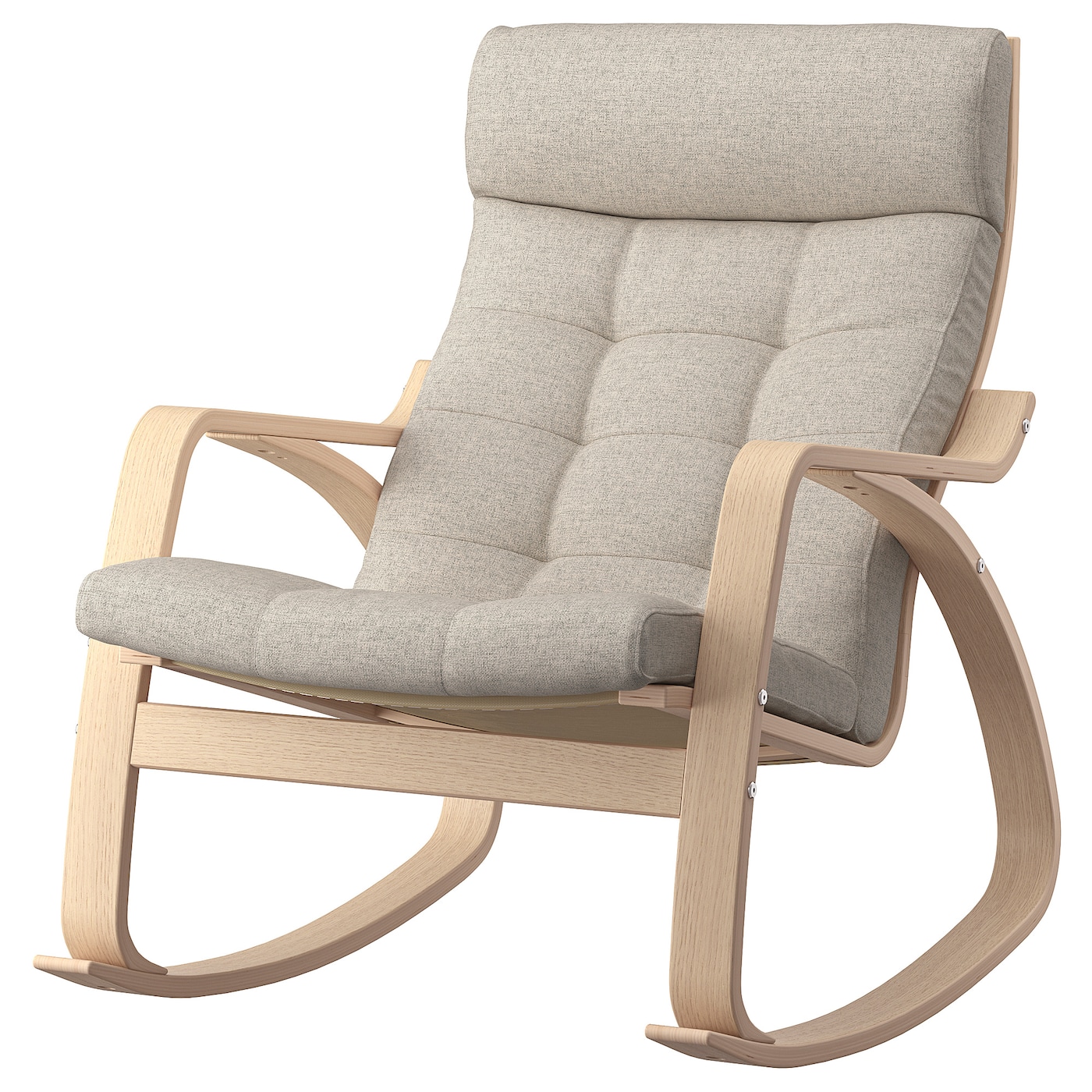 IKEA POÄNG krzesło bujane, okleina dębowa bejcowana na biało/Gunnared beżowy, Szerokość: 68 cm