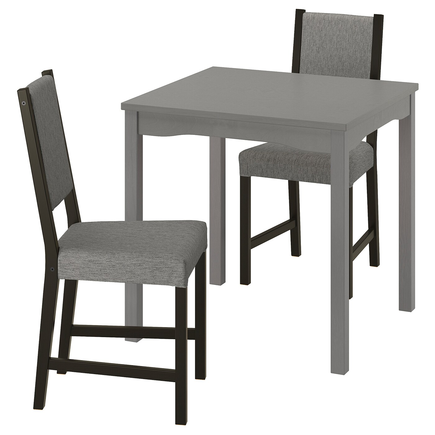 IKEA HAUGA / STEFAN stół i 2 krzesła, szary/brązowoczarny Knisa szary/beżowy, 74x74 cm