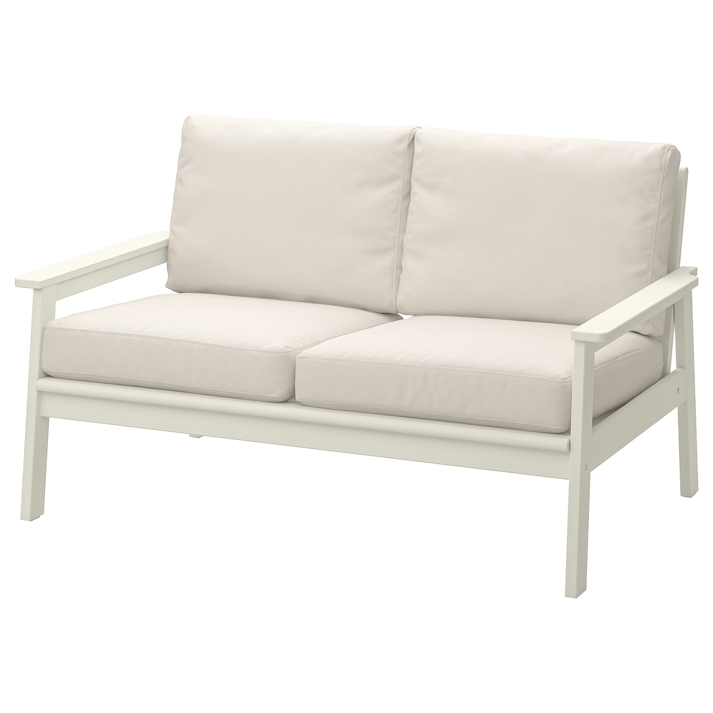 IKEA BONDHOLMEN sofa 2-osobowa, na zewnątrz, biały/beżowy/Frösön/Duvholmen beżowy, Szerokość: 139 cm