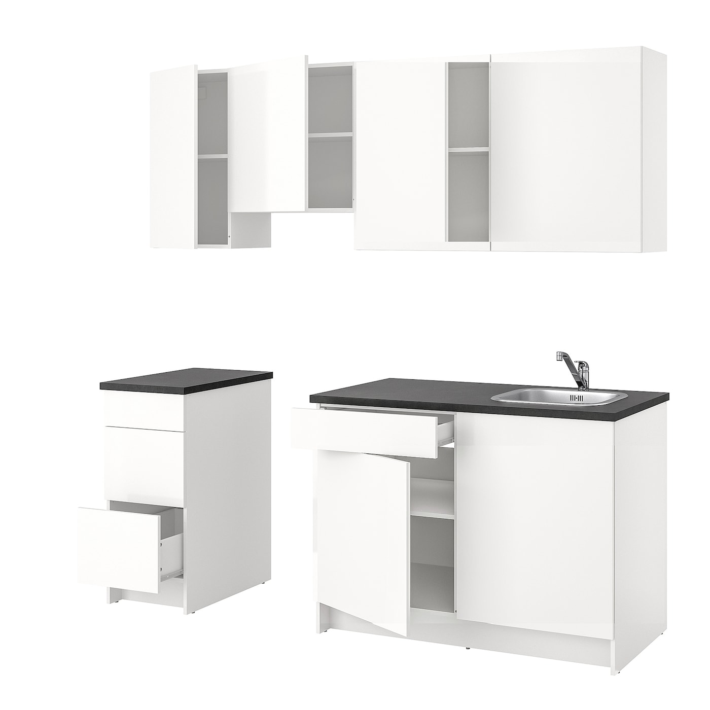 IKEA KNOXHULT kuchnia, połysk biały, 220x61x220 cm
