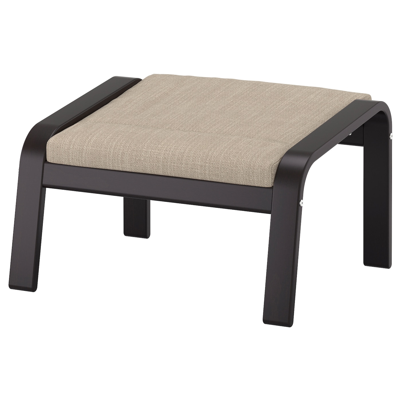 IKEA POÄNG podnóżek, czarnybrąz/Hillared beżowy, Szerokość: 68 cm