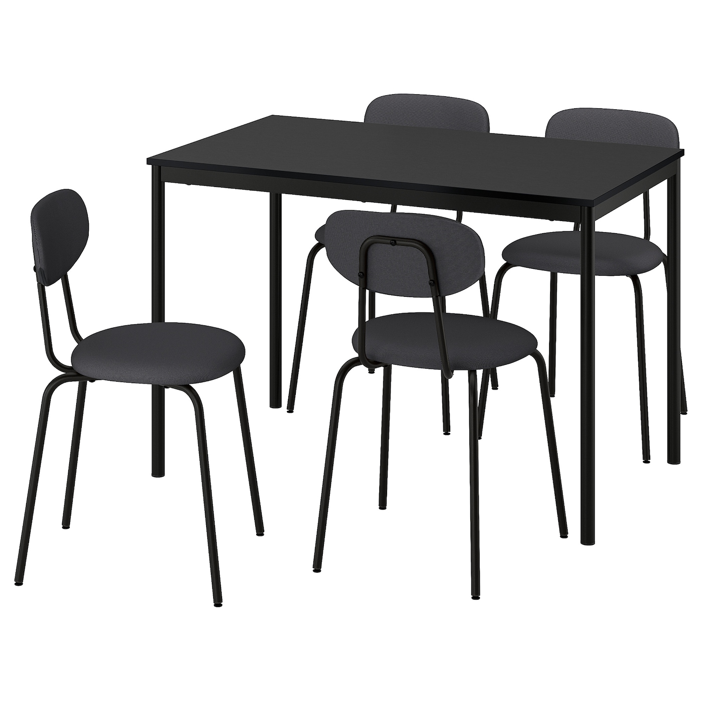 IKEA SANDSBERG / ÖSTANÖ stół i 4 krzesła, czarny czarny/Remmarn ciemnoszary, 110 cm