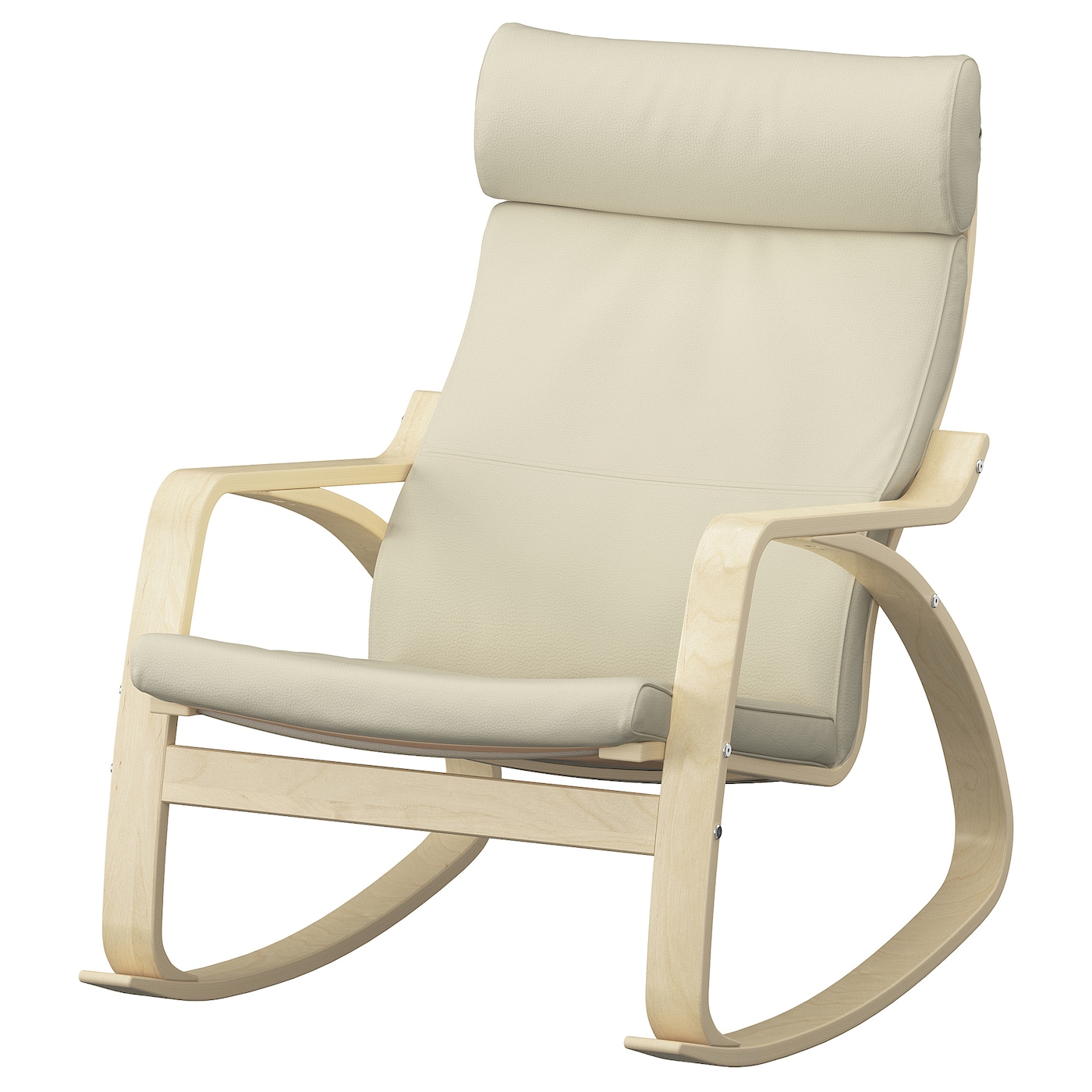 IKEA POÄNG krzesło bujane, okl brzoz/Glose złamana biel, Szerokość: 68 cm