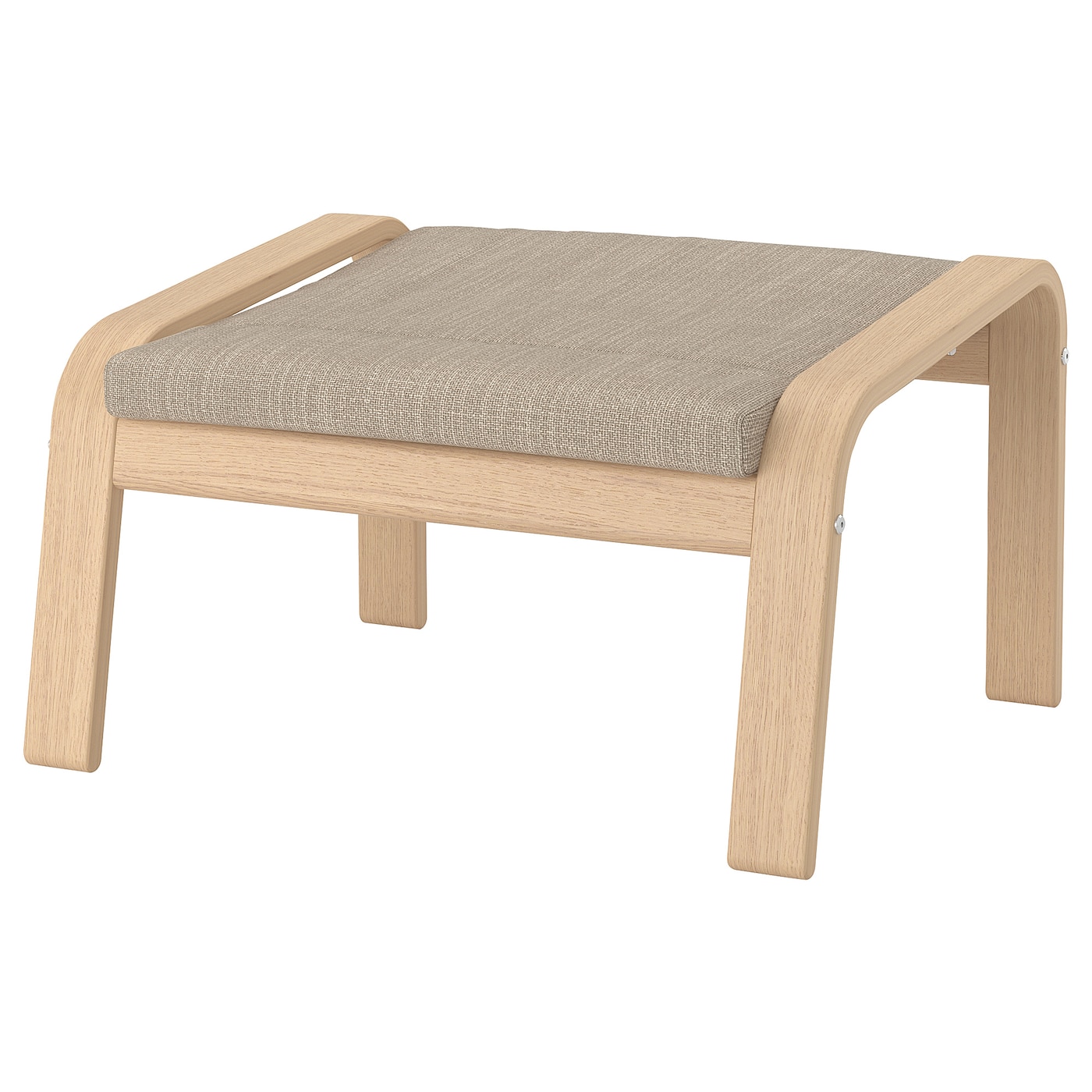 IKEA POÄNG podnóżek, okleina dębowa bejcowana na biało/Hillared beżowy, Szerokość: 68 cm