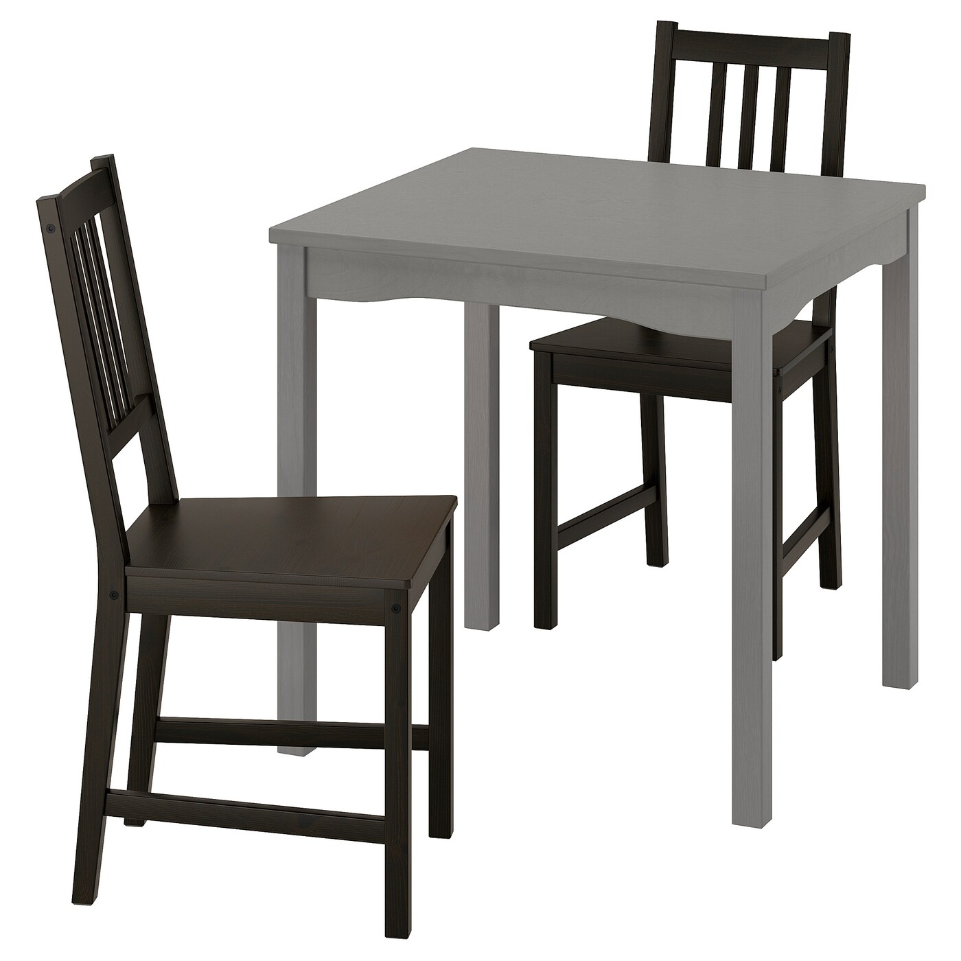 IKEA HAUGA / STEFAN stół i 2 krzesła, szary/brązowoczarny, 74x74 cm