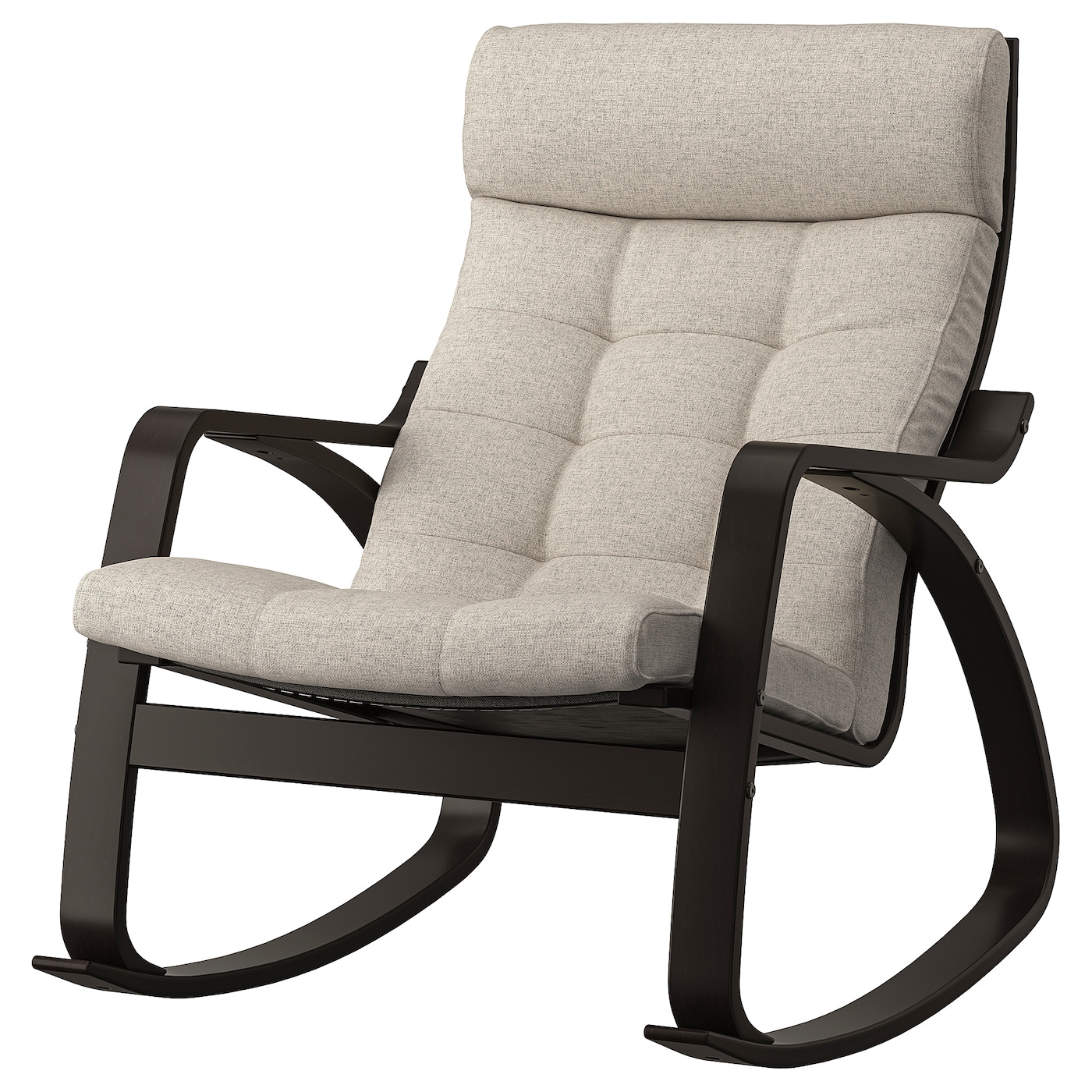 IKEA POÄNG krzesło bujane, czarnybrąz/Gunnared beżowy, Szerokość: 68 cm