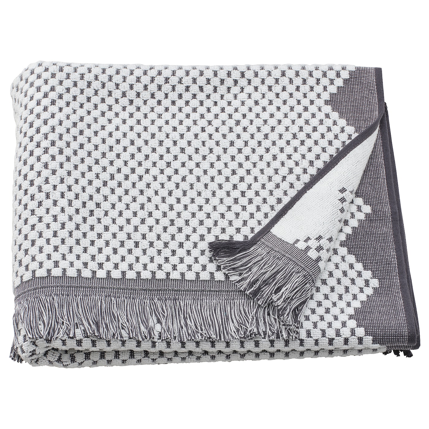 IKEA FJÄLLSTARR ręcznik kąpielowy, biały/szary, 70x140 cm