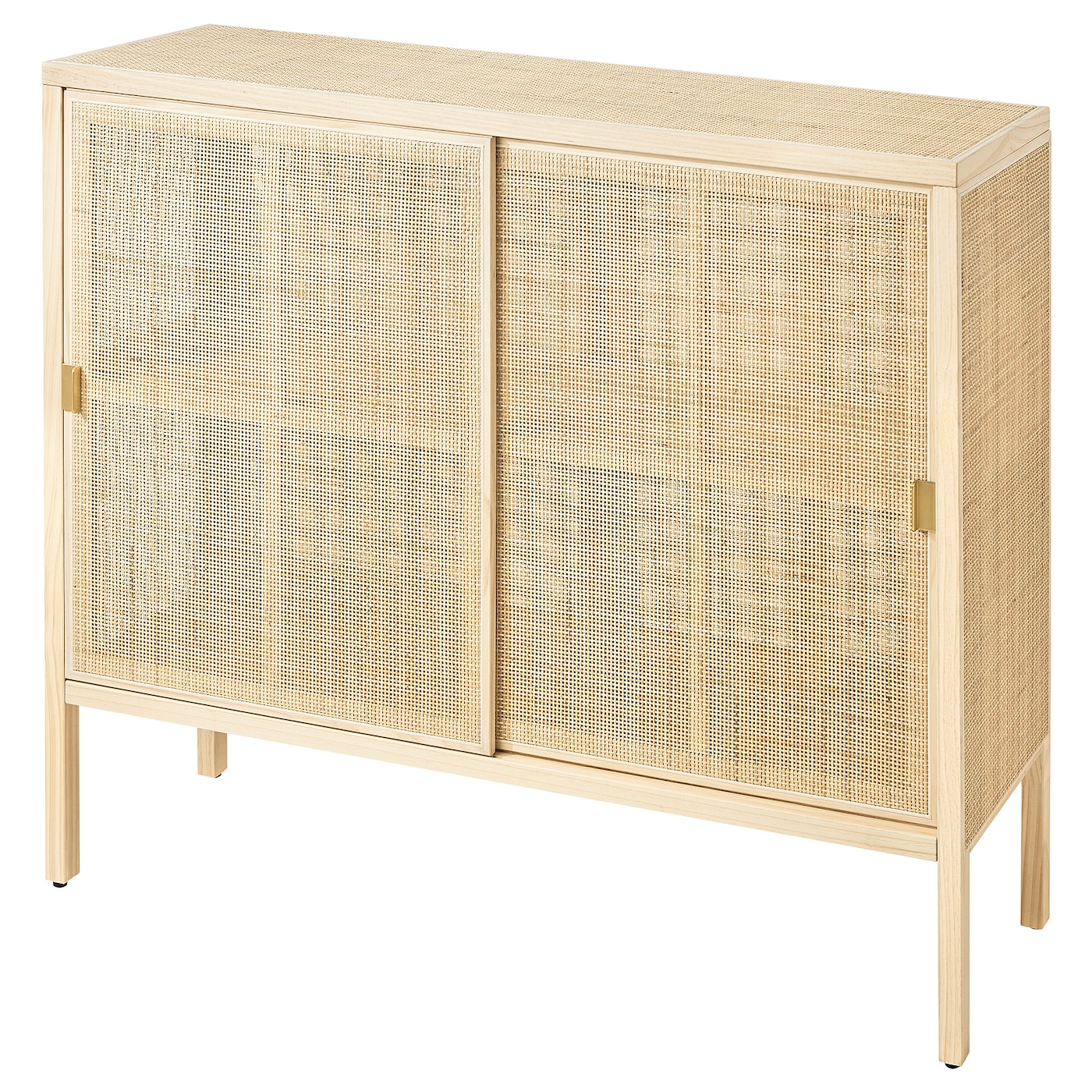 IKEA STOCKHOLM 2025 szafka z drzwiami przesuwnymi, rattan/sosna, 125x47x110 cm