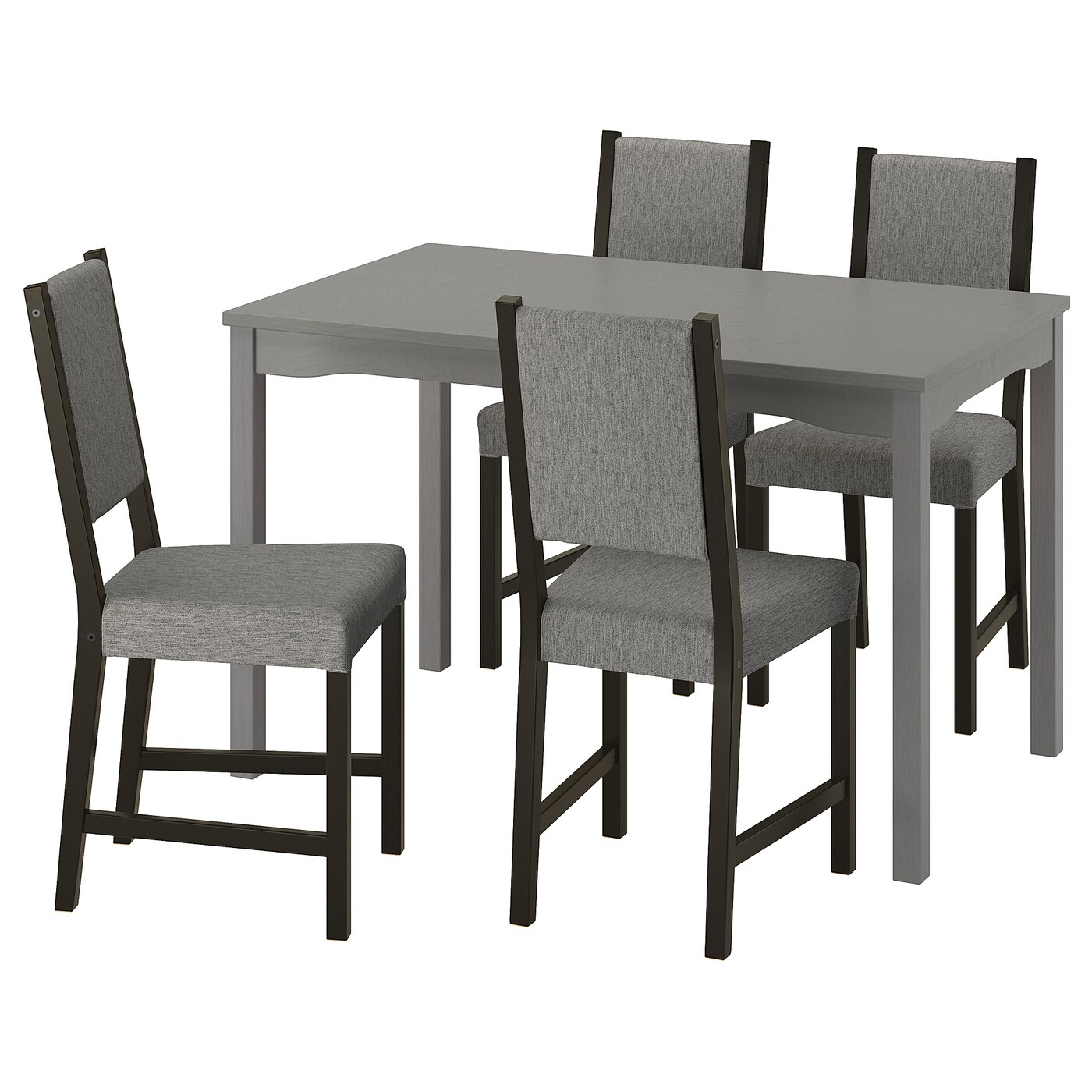IKEA HAUGA / STEFAN stół i 4 krzesła, szary/brązowoczarny Knisa szary/beżowy, 118x74 cm