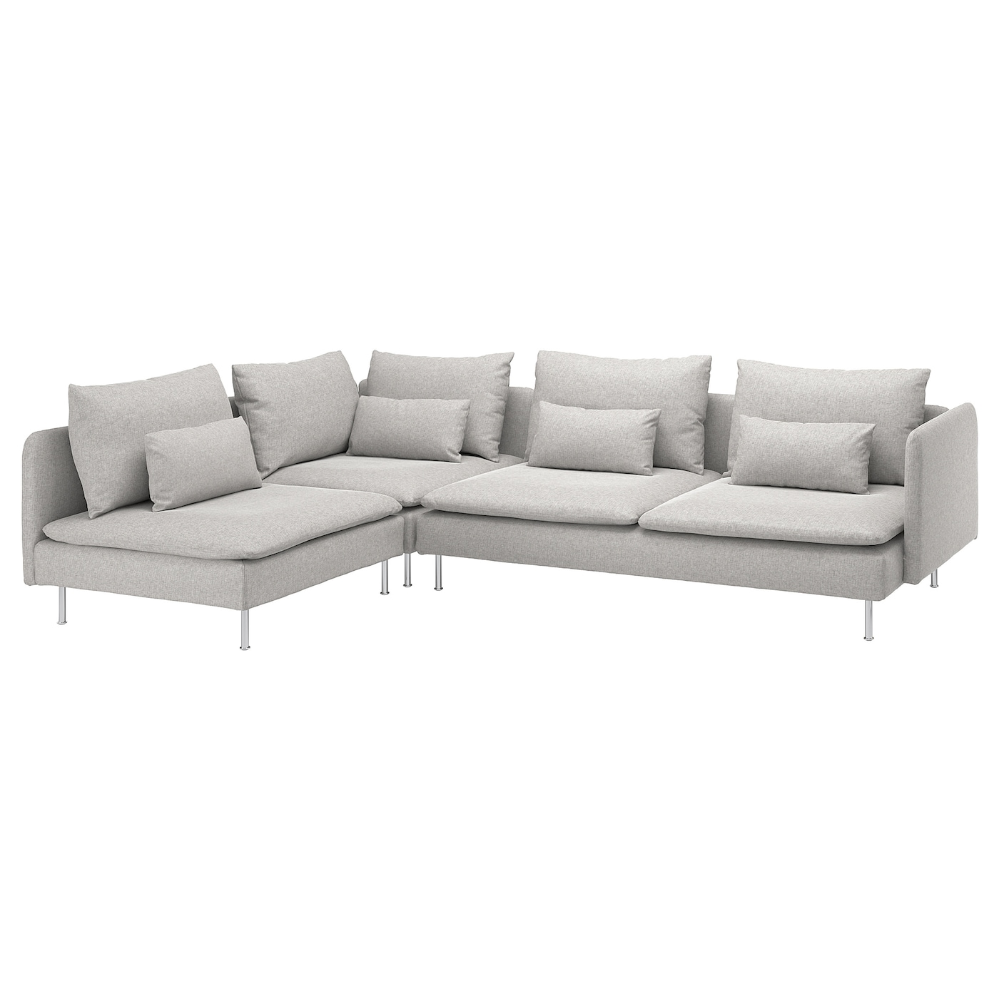 IKEA SÖDERHAMN sofa narożna 4-osobowa, z otwartym końcem/Tallmyra biały/czarny, Wysokość z poduchami oparcia: 83 cm