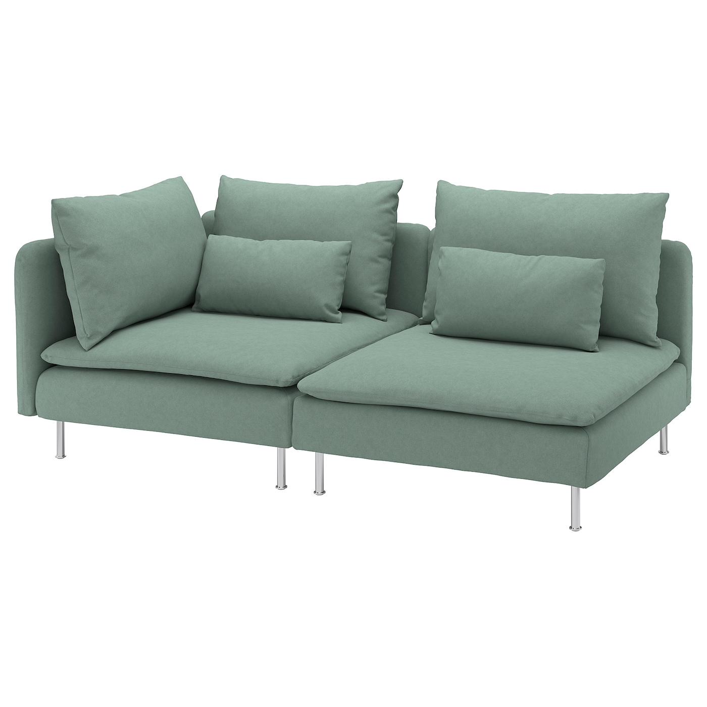 IKEA SÖDERHAMN sofa 3-osobowa, z otwartym końcem/Tallmyra jasnozielony, Wysokość z poduchami oparcia: 83 cm