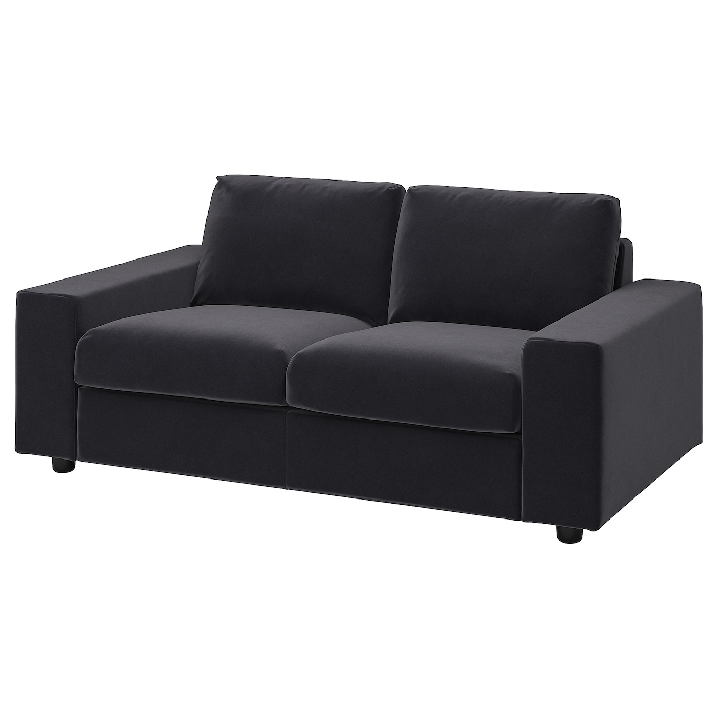 IKEA VIMLE sofa 2-osobowa, z szerokimi podłokietnikami/Djuparp ciemnoszary, Wysokość z poduchami oparcia: 83 cm