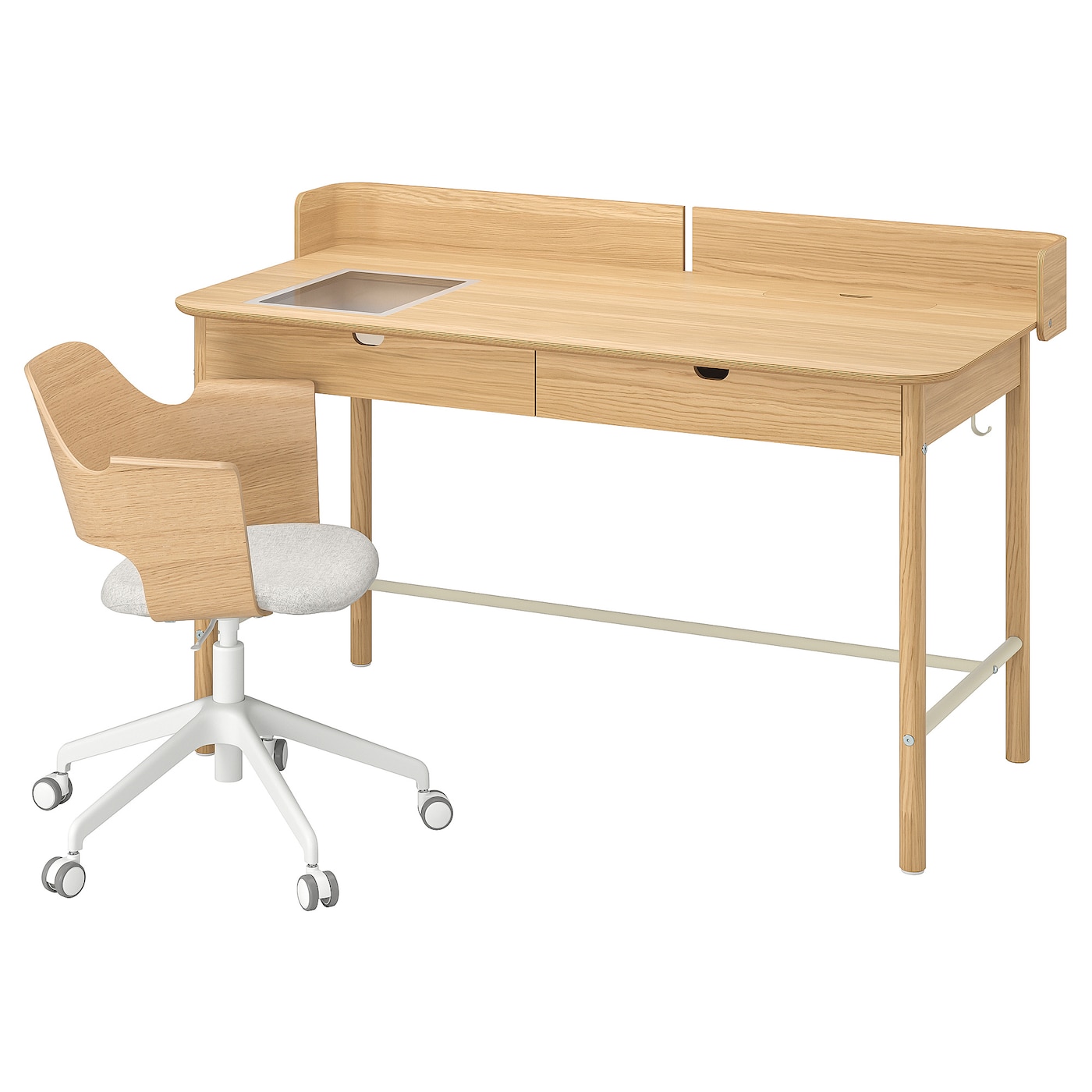 IKEA RIDSPÖ / FJÄLLBERGET biurko i krzesło, dąb beżowy