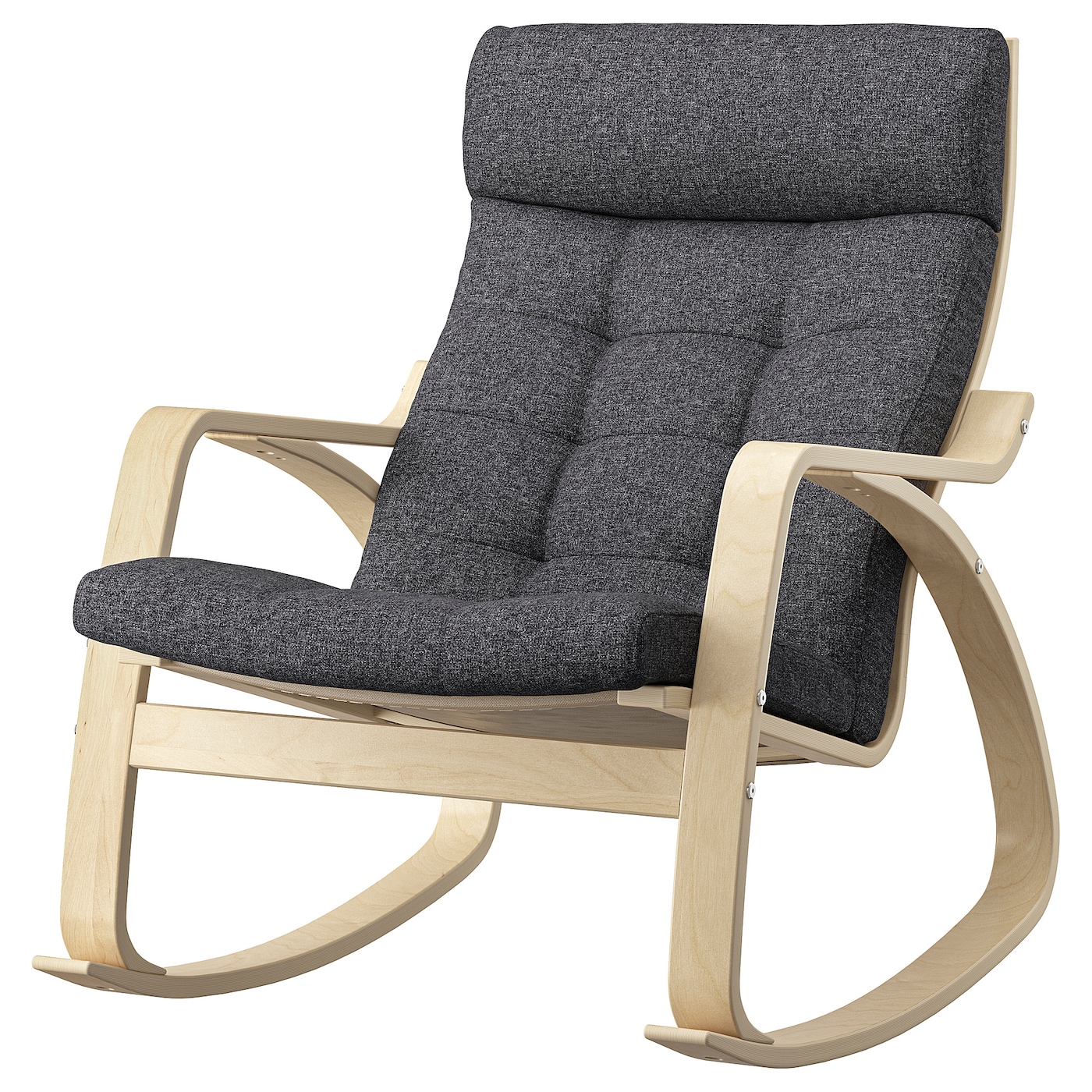 IKEA POÄNG krzesło bujane, okl brzoz/Gunnared ciemnoszary, Szerokość: 68 cm
