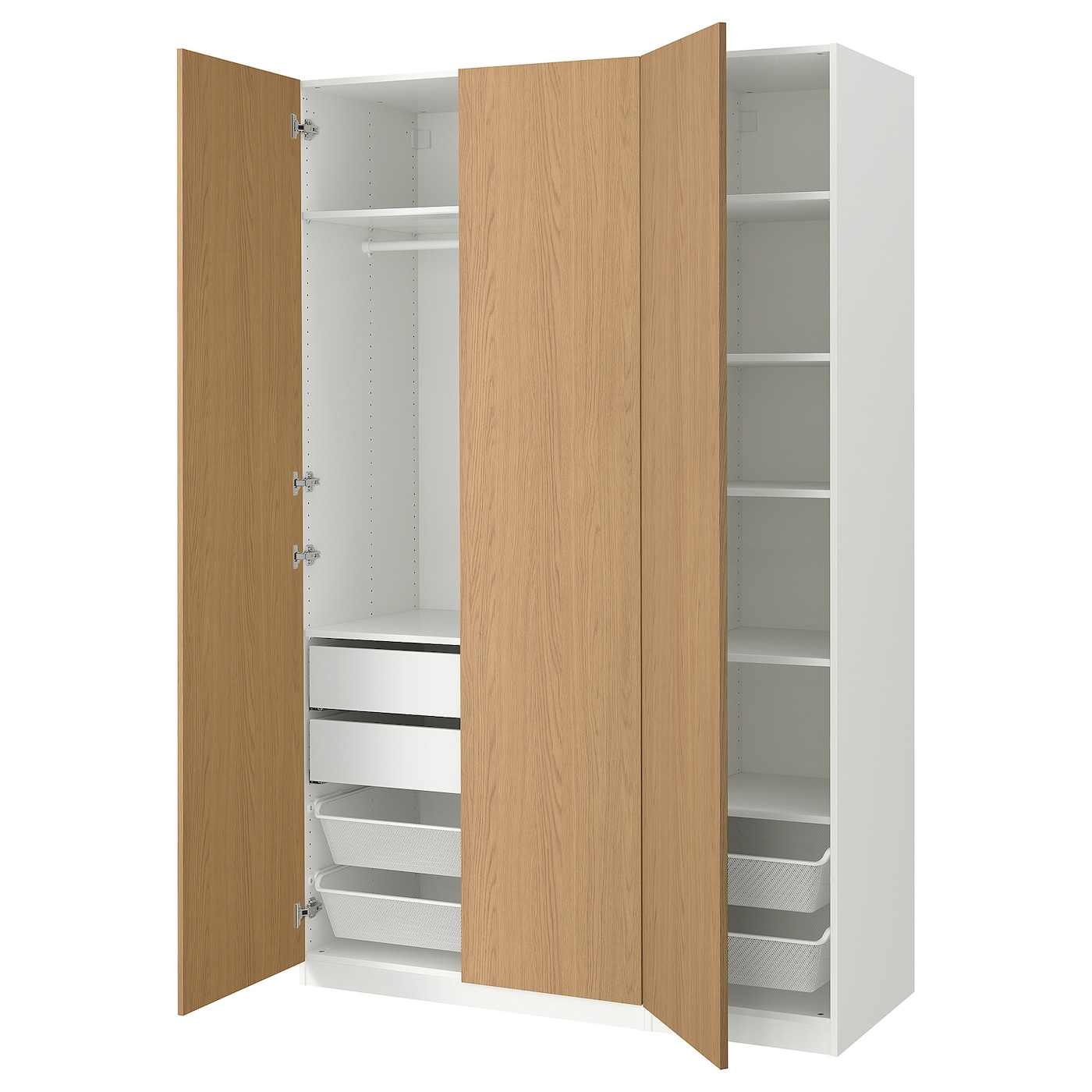 IKEA PAX / STORKLINTA kombinacja szafy, biały/imit. dębu, 150x60x236 cm