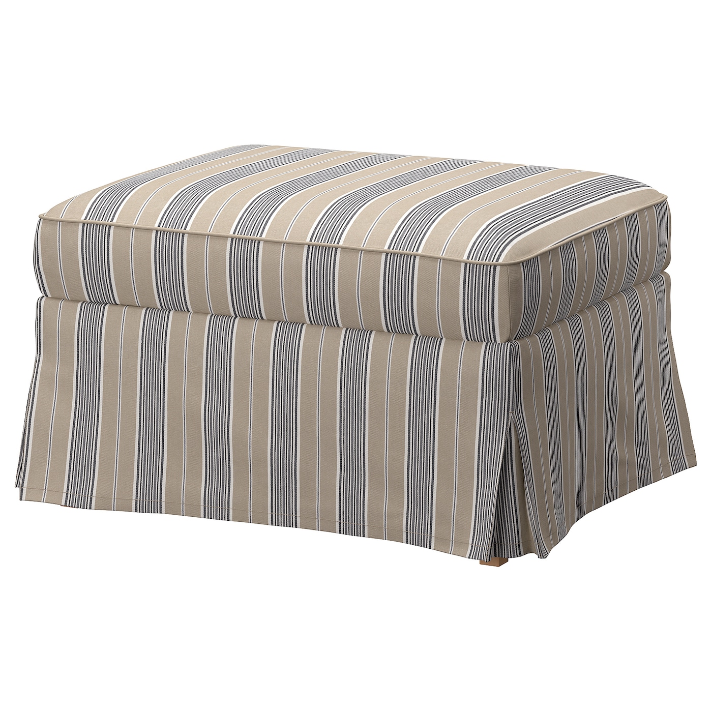 IKEA EKTORP podnóżek ze schowkiem, Karlshov beżowy/wielokolorowy, Wysokość: 44 cm